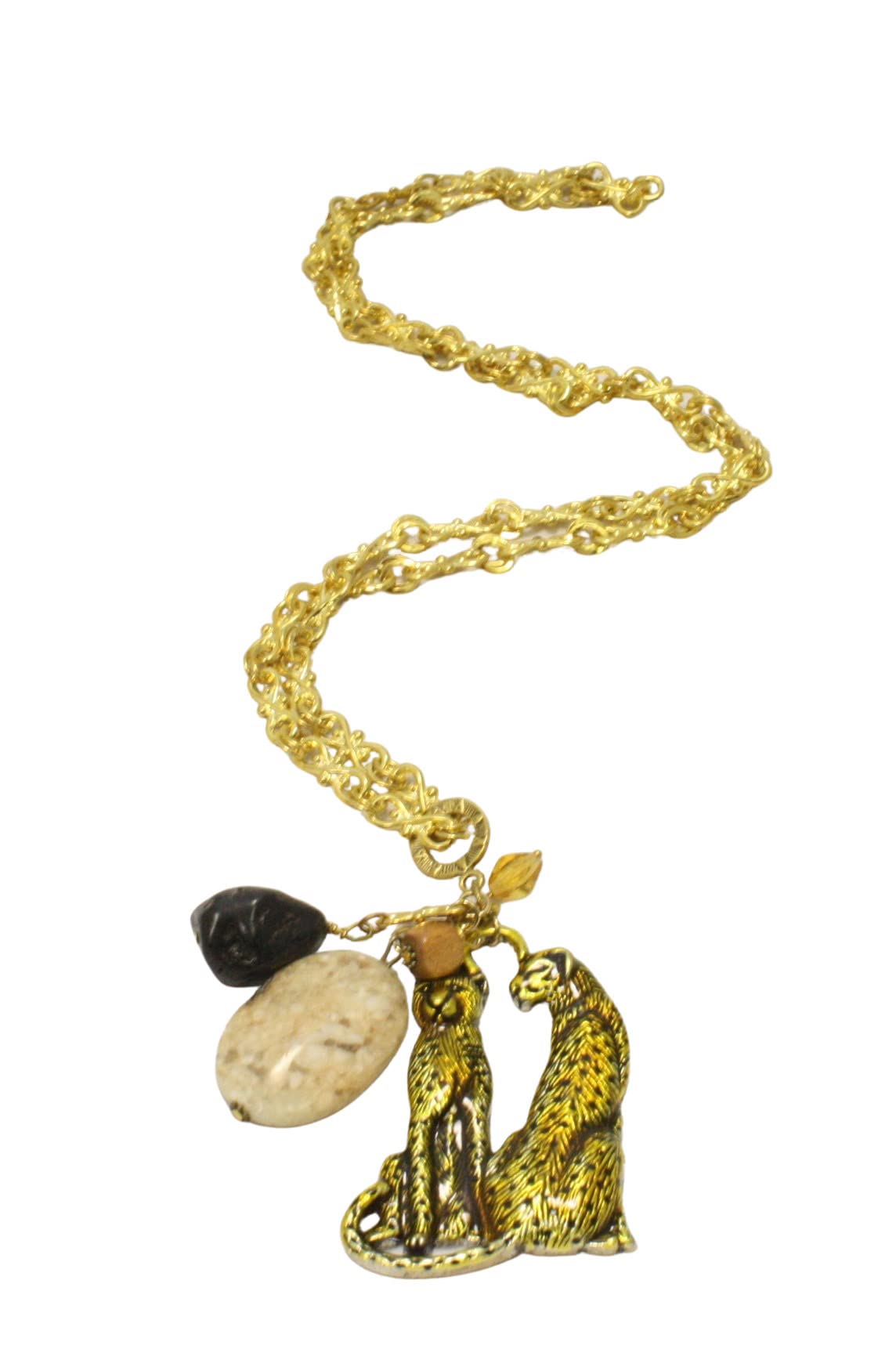 Cheetah Lover Gold Cat Pendant Necklace for Women - Elegant Multi Charm Jewelry Gift for Cat Lovers, Perfect for Parties, Date Nights & Everyday Wear