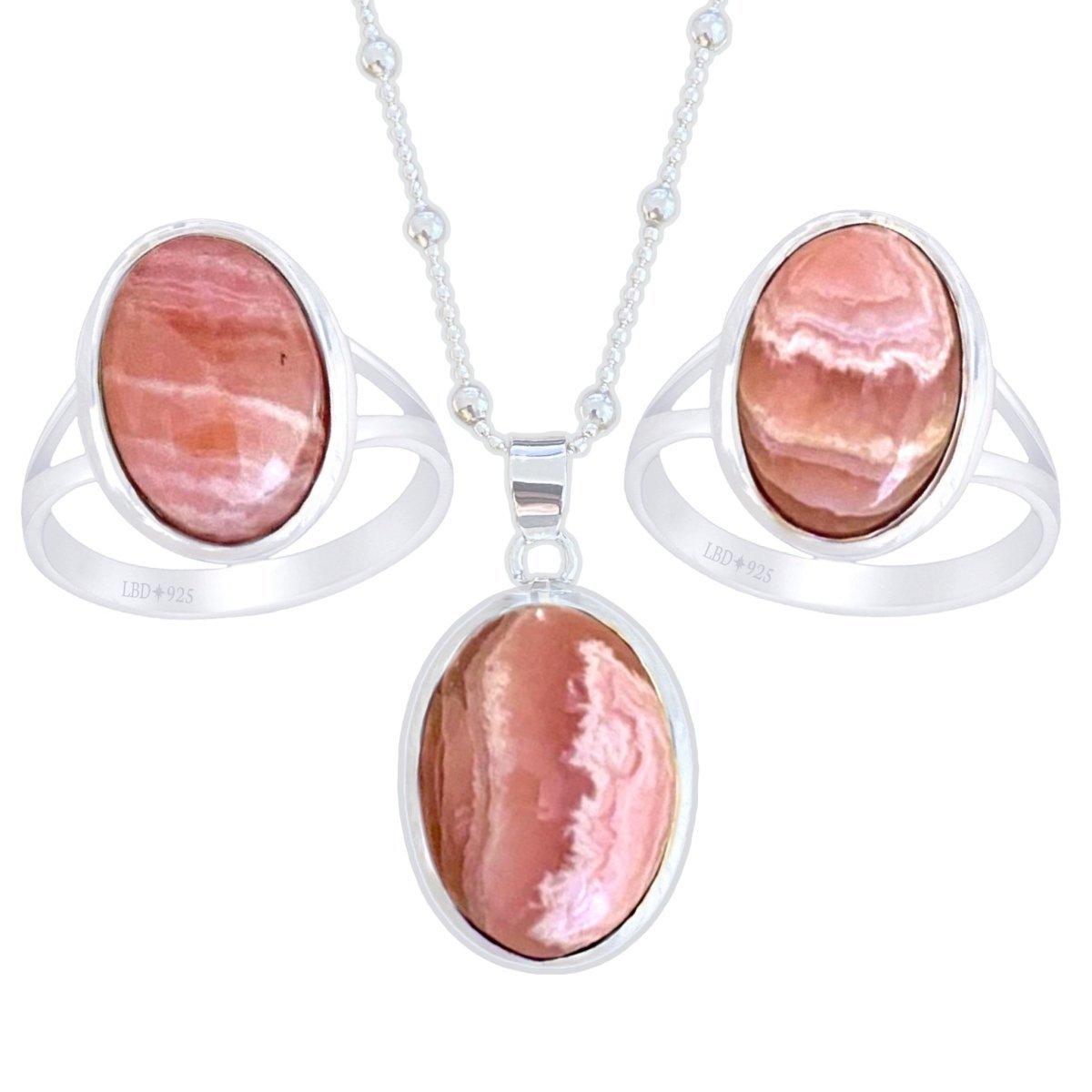 Laihas Classic Chic Oval Rhodochrosite Necklace for Women - Elegant Rose Stone Jewelry Gift for Birthday, Anniversary & Special Occasions