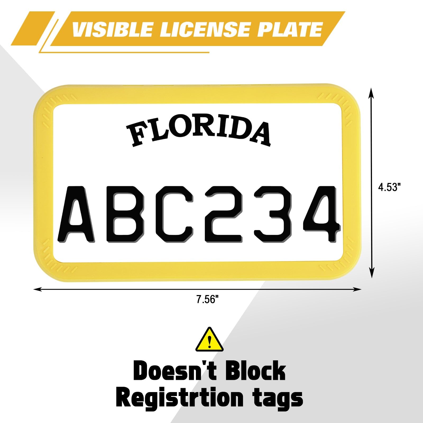 Xotic Tech Motorcycle Silicone License Plate Frame - Durable, Rust Proof, Rattle Proof & Weather Resistant Motorbike Plate Holder (Yellow, 7.56