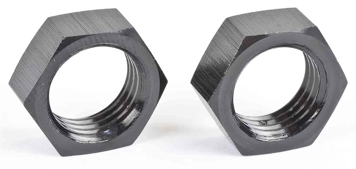 JEGS Flare Bulkhead Nuts - Black Anodized Aluminum -4 AN Fittings (1 Pair) for Automotive Fuel & Oil Lines | High-Performance Racing & Custom Build Applications