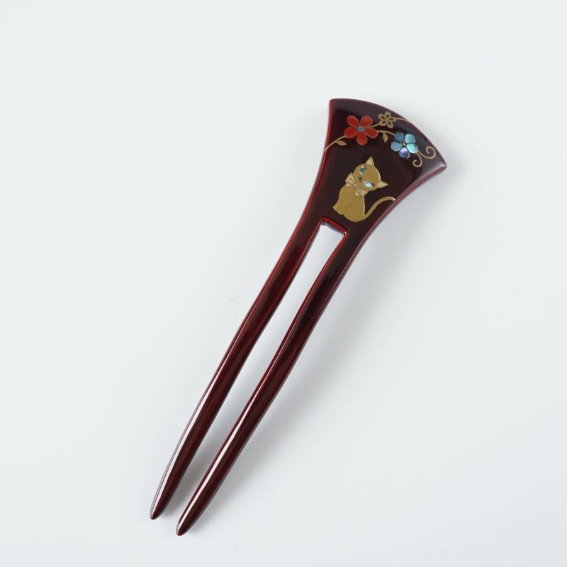 Handmade Japanese Kanzashi Hairpin - Pure Gold Maki-e Urushi Lacquer & Mother of Pearl Inlay - Traditional Kyoto Hair Accessory for Weddings, Tea Ceremonies & Kimono Styling