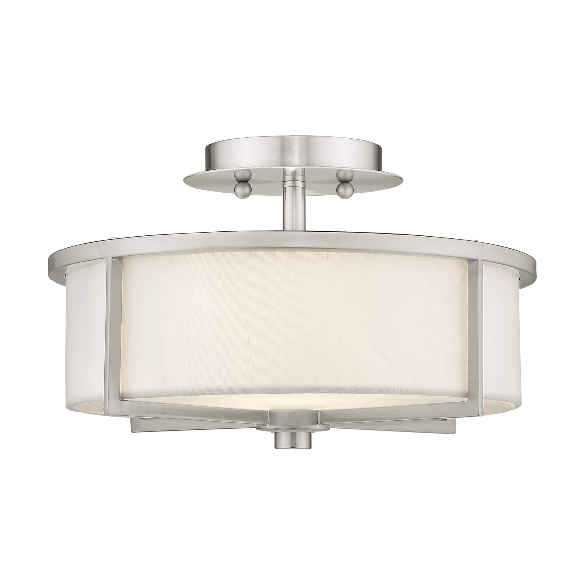 Livex Lighting 51073-91 Brushed Nickel Ceiling Mount Fixture - Modern Flush Mount Light for Bedroom, Hallway & Kitchen Lighting