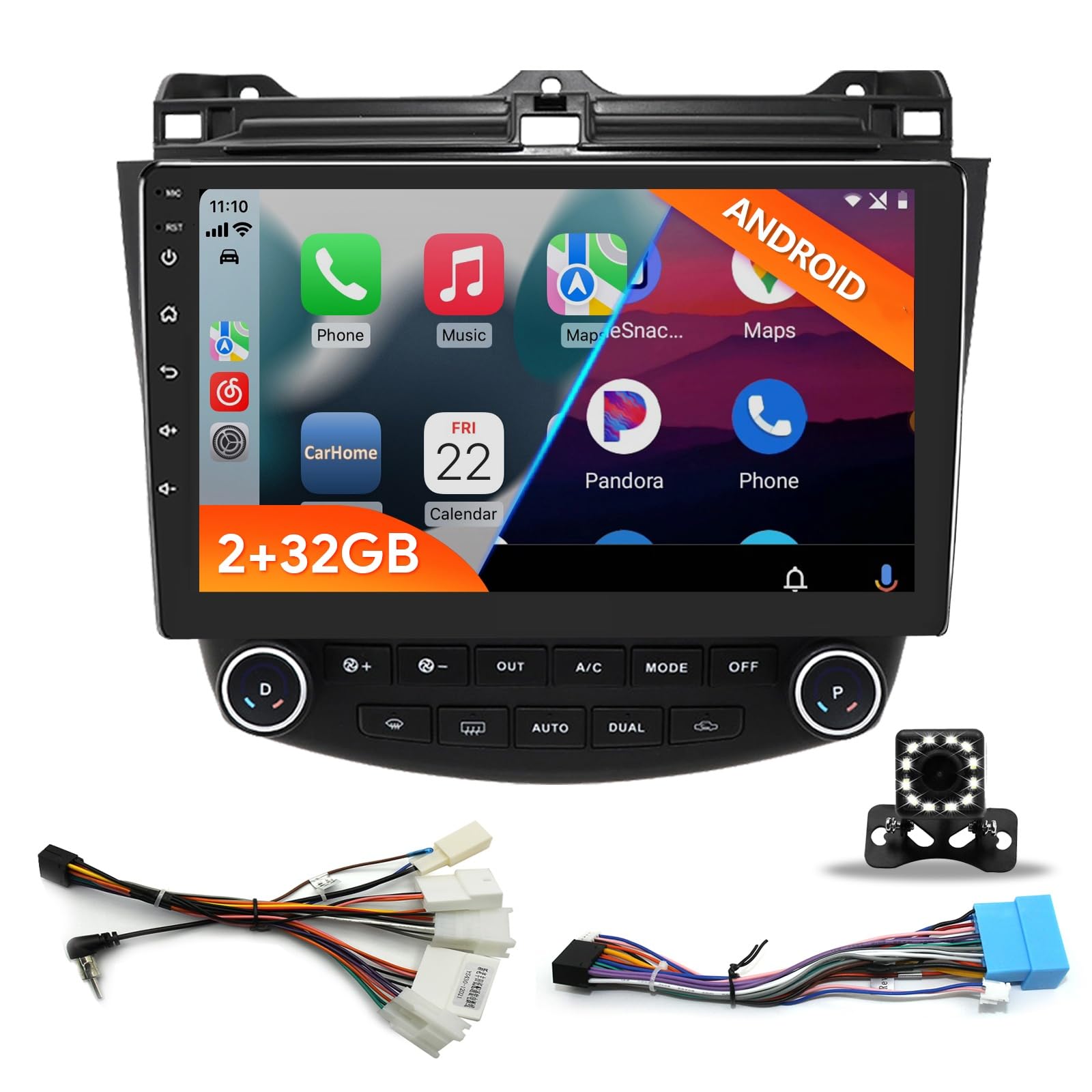 Binize 10 Inch Android 13 Car Stereo with Wireless CarPlay & Android Auto - Compatible with Honda Accord 7th Gen (2003-2007) - GPS, Bluetooth, FM, DSP & Backup Camera - Perfect for Upgrading Your Car Entertainment System