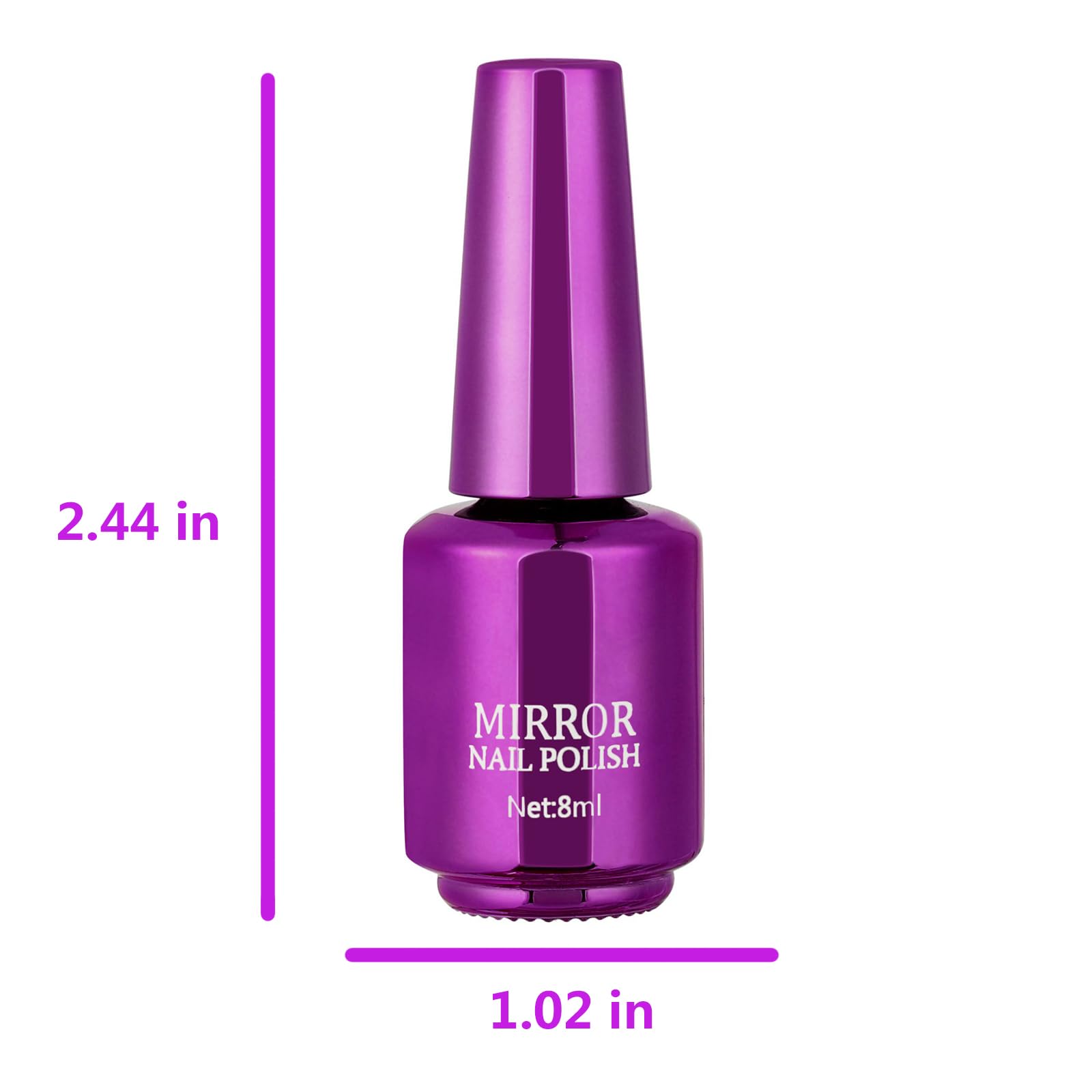 8ml Blue Purple Metallic Mirror Nail Polish - Long Lasting High Shine Reflective Glitter Nail Lacquer for Manicure - Perfect for Parties, Weddings & Special Occasions