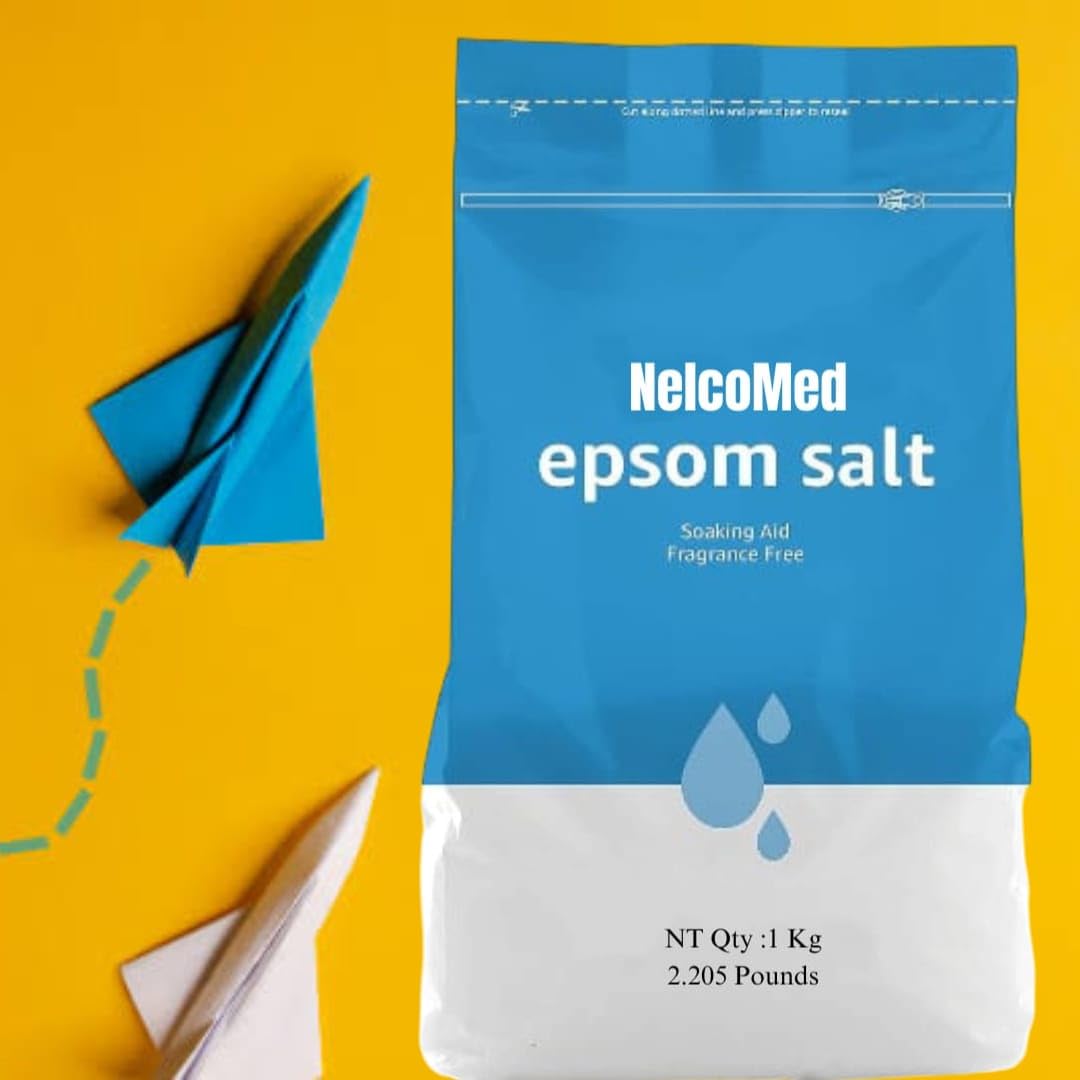 **NelcoMed® Epsom Salt Magnesium Sulfate Crystals - 1kg for Muscle Pain Relief, Detox & Relaxation | Natural Therapy for Sore Muscles, Aches & Stress | Perfect for Bath Soaks, Foot Soaks & Plant Care | Includes FREE Hot & Cold Gel Pack**    *(Use Cases: Ideal for post-workout recovery, stress relief, spa-like baths, foot soaks, and nourishing plants.)*