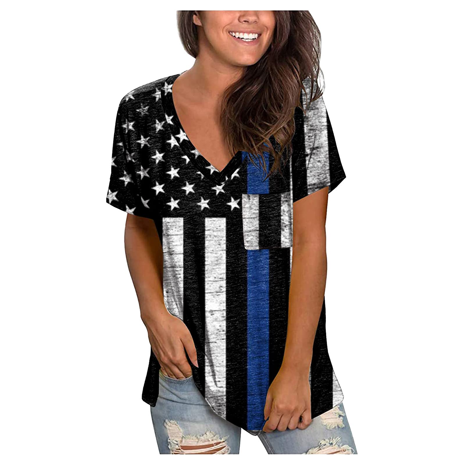 Women's Summer Tops - Short Sleeve V-Neck Casual T-Shirts & Loose Blouses | Breathable Comfort for Beach, Travel & Everyday Wear