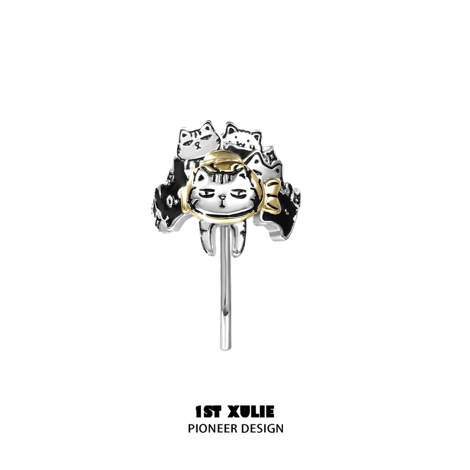 18K Gold Plated Graffiti Kitten Hair Clips - Cute Lazy Cat Design Hair Accessories for Women & Girls (Perfect for School, Parties & Everyday Style)