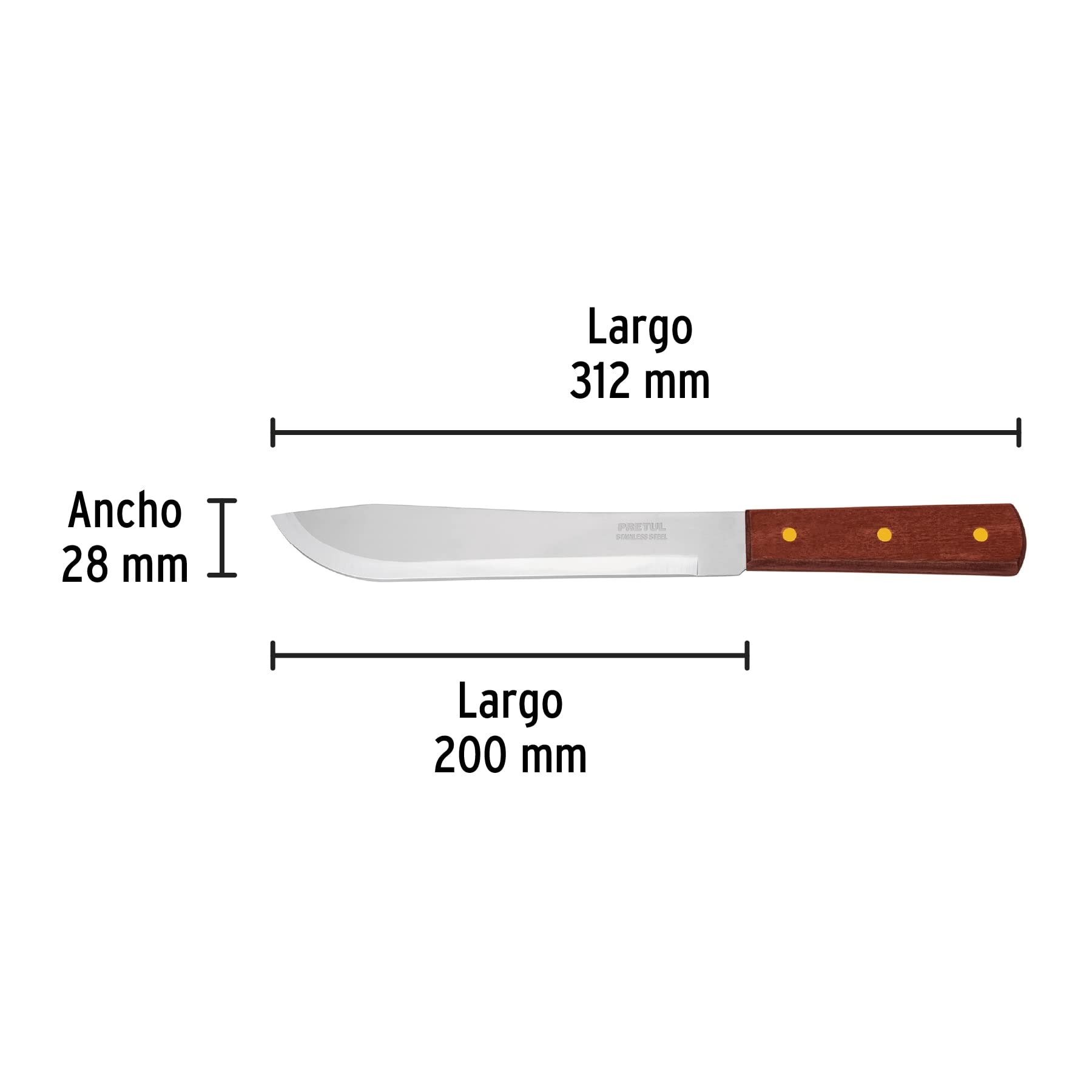 Premium Cebollero Knife with Wooden Handle - 8 Inch Chef Knife for Professional Cooking, Slicing, and Dicing - Perfect for Home Kitchens and Culinary Enthusiasts