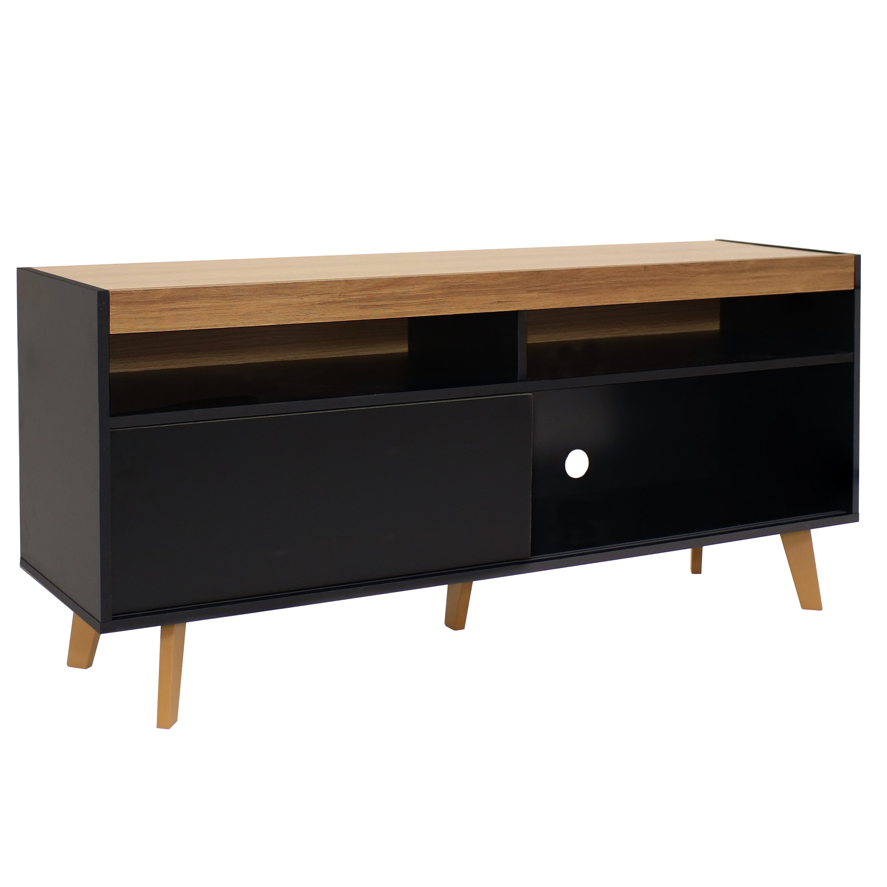 Mid Century Modern TV Stand for 58 Inch TV - Solid Wood Entertainment Center with Storage Shelves - Perfect for Living Room, Bedroom & Home Theater Setup