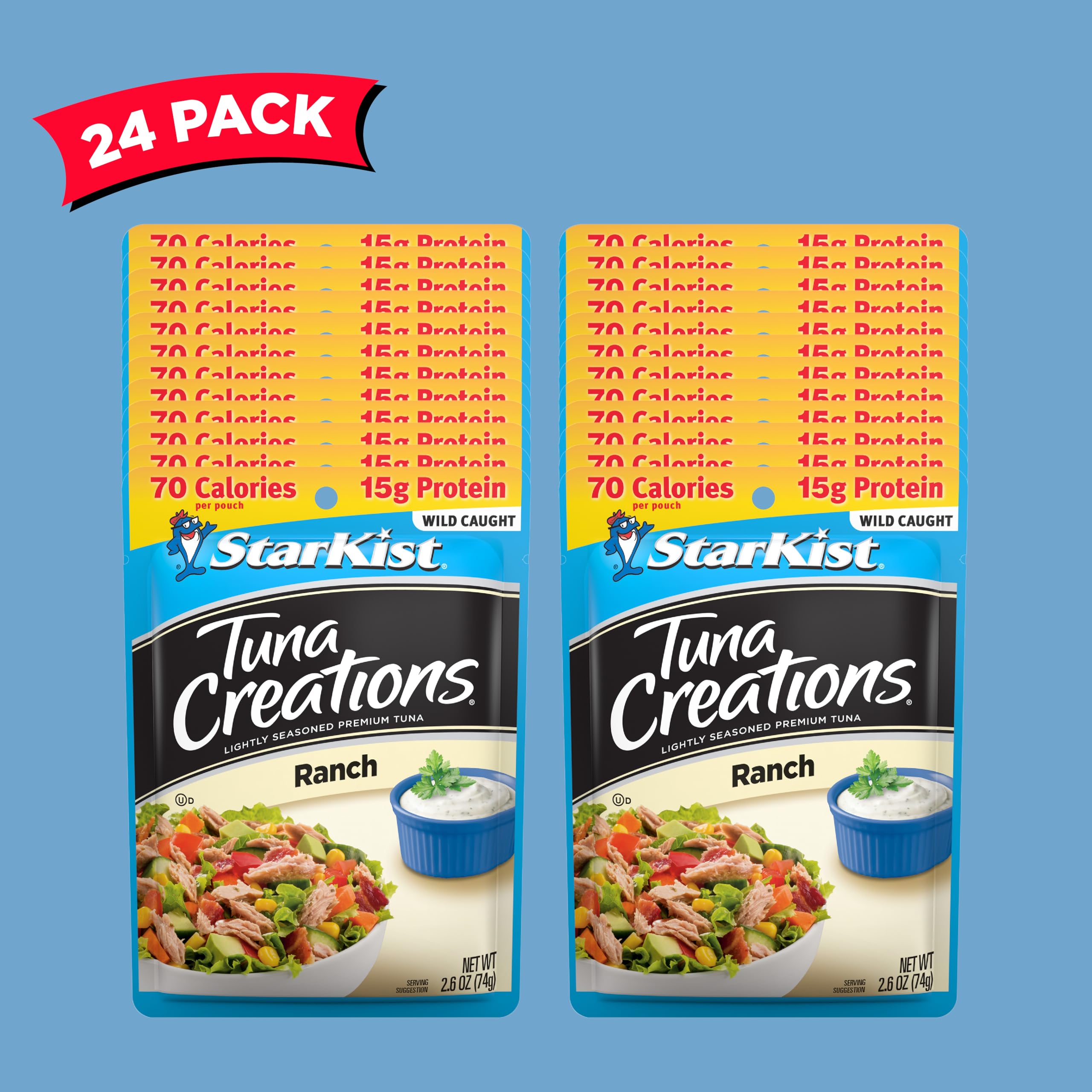 StarKist Tuna Creations Ranch Flavored Tuna in Pouch - 2.6 oz (24 Pack) | High Protein, Low Carb Snack for Lunch Box, Camping & Emergency Food Supply