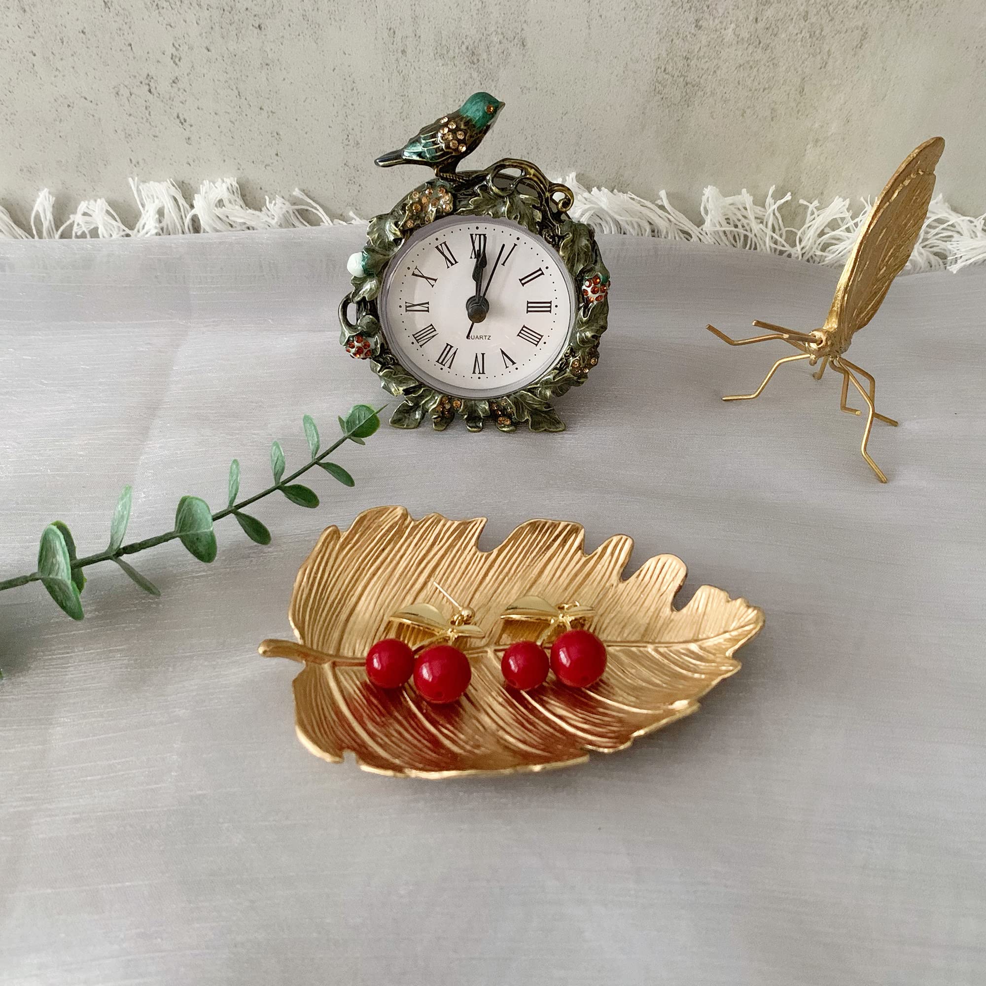 Leaf Shaped Metal Jewelry Dish - Elegant Ring Holder & Jewelry Organizer for Dresser - Perfect Vanity Tray for Christmas, Birthday, Wedding Gifts - Ideal for Home Decor, Bridal Shower & Jewelry Storage