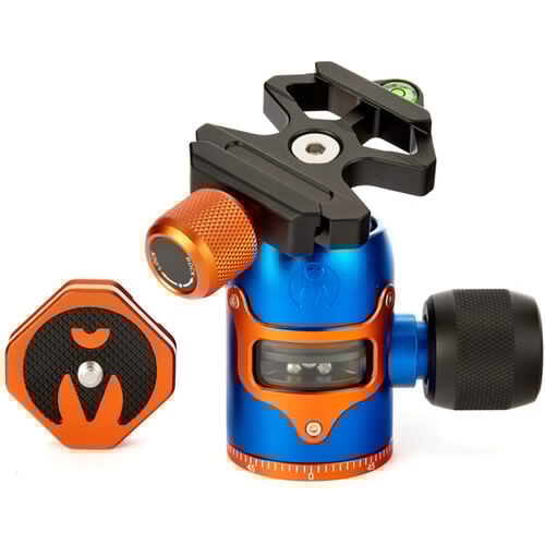 3 Legged Thing AirHed Vu Ballhead - Professional Camera Tripod Head with 360° Panoramic Rotation, Quick Release Plate & Bubble Level - Perfect for DSLR, Mirrorless & Video Cameras (Blue) - Ideal for Landscape, Travel & Studio Photography