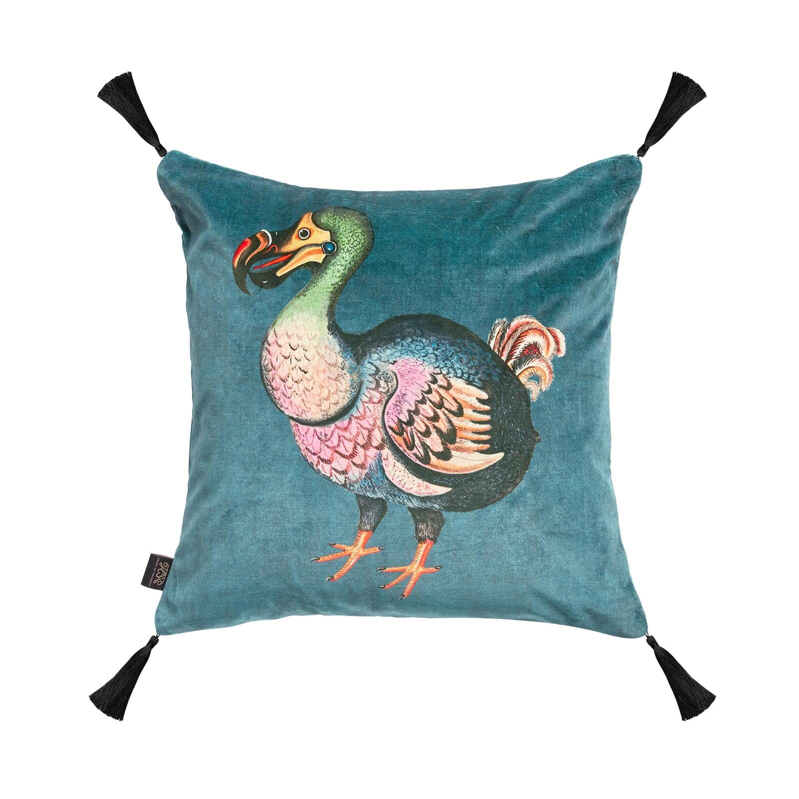DODO Medium Tassel Velvet Cushion - Soft Luxury Throw Pillow Cover for Sofa, Bed, Chair - Petrol Blue Home Decor for Living Room, Bedroom, Nursery