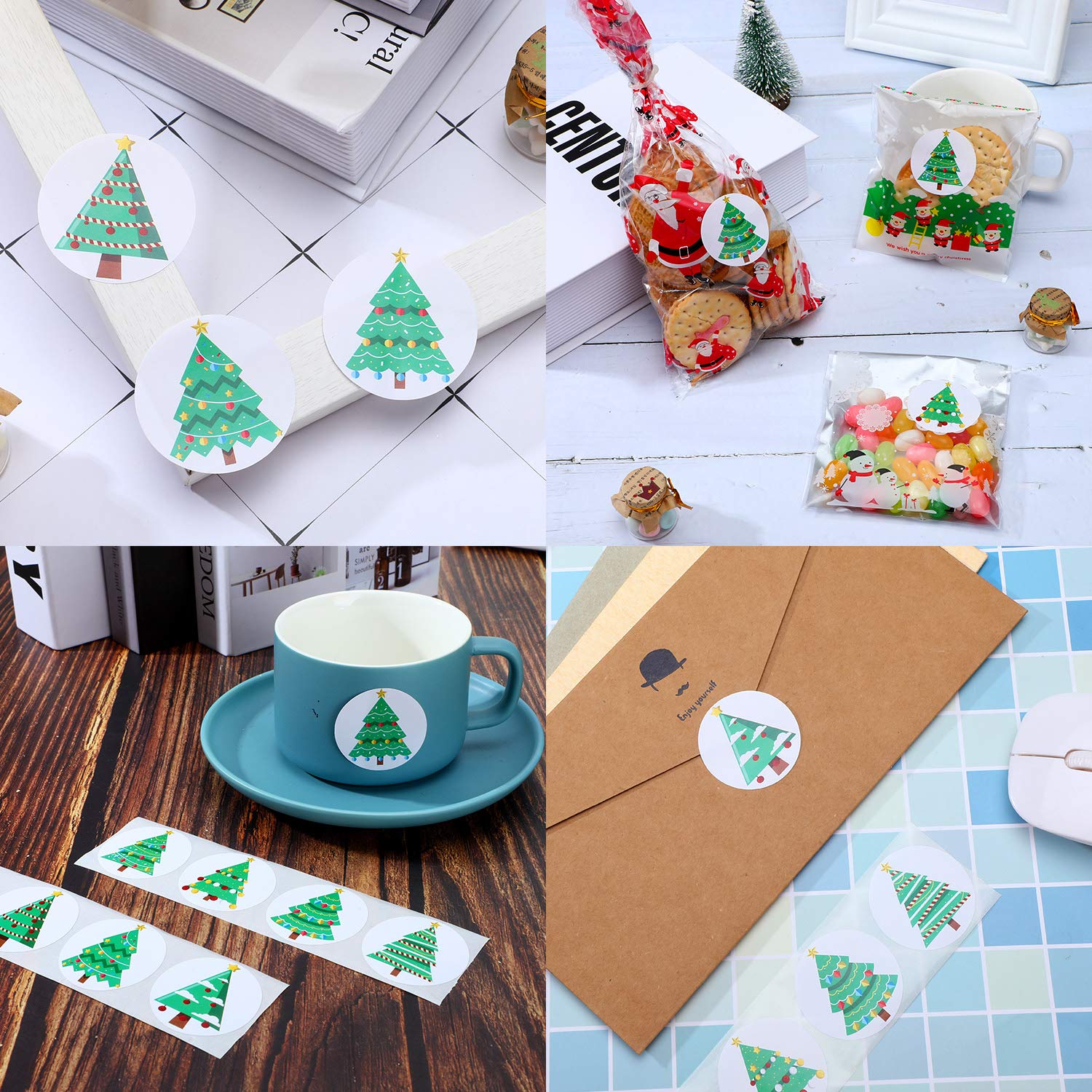 500 Pieces Christmas Tree Roll Stickers - Holiday Decorative Stickers for Xmas Tree Decorations, DIY Crafts, Scrapbooking, Gift Wrapping & Party Supplies - Perfect for Home, Office & Classroom Decor
