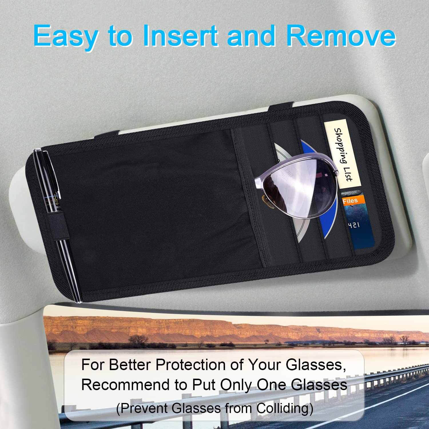 Premium Car CD Case Holder & Sunglass Organizer for Car Visor - Compact Storage Solution for Road Trips, Commuting & Travel Accessories
