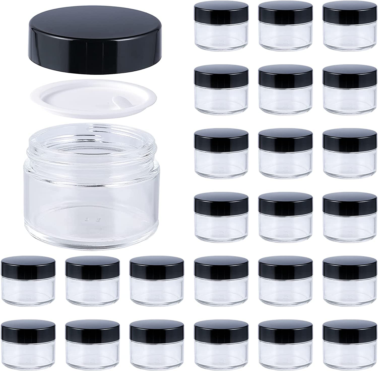 12-Piece Transparent PS Acrylic Cosmetic Containers with Black Lids - 15g Travel-Sized Jars for Creams, Lip Balm, Body Butter & Essential Oils | Perfect for Makeup Storage, Skincare Organization & Travel Use