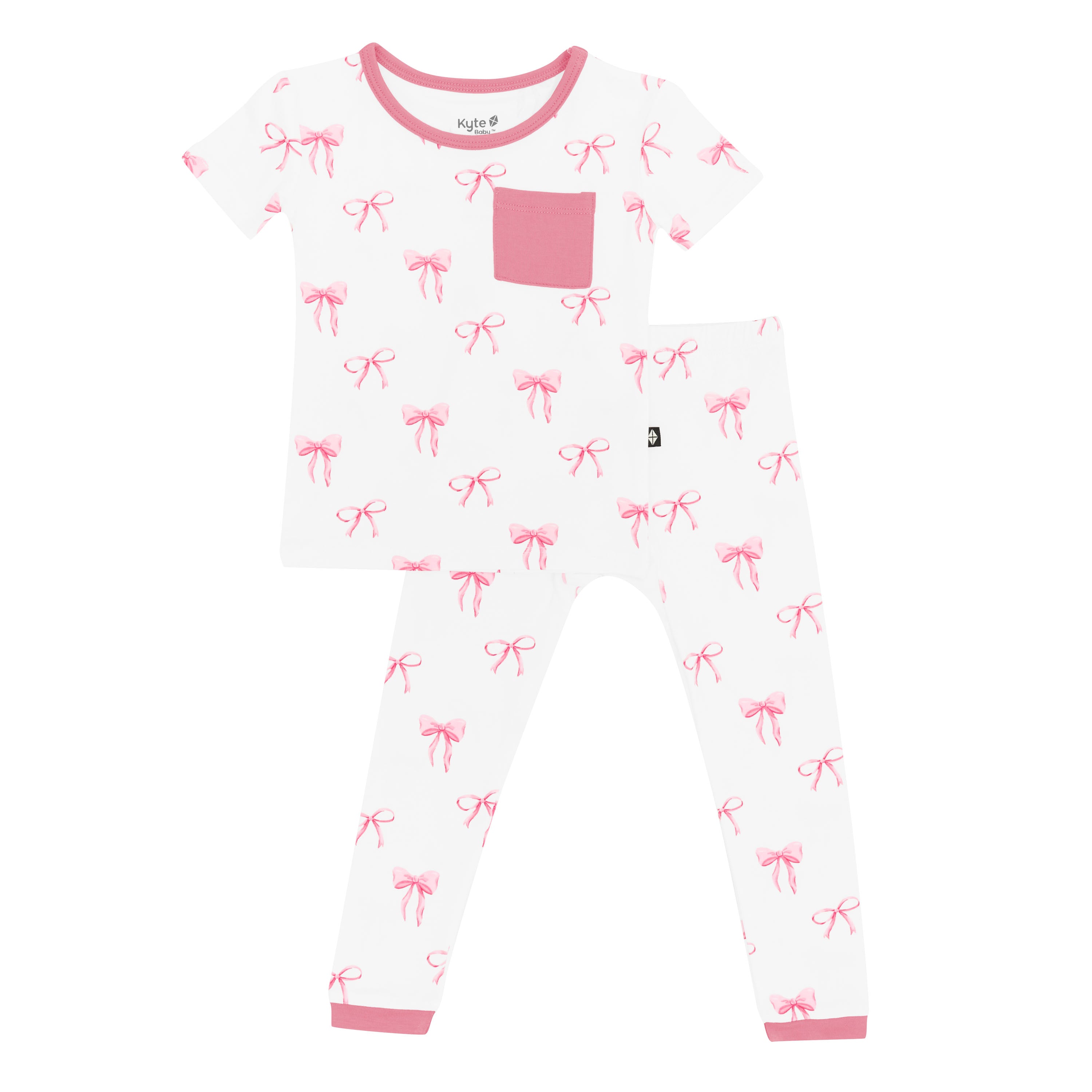 Women's Short Sleeve Bow Pajama Set - Soft Cotton Sleepwear for Lounge & Bedtime Comfort