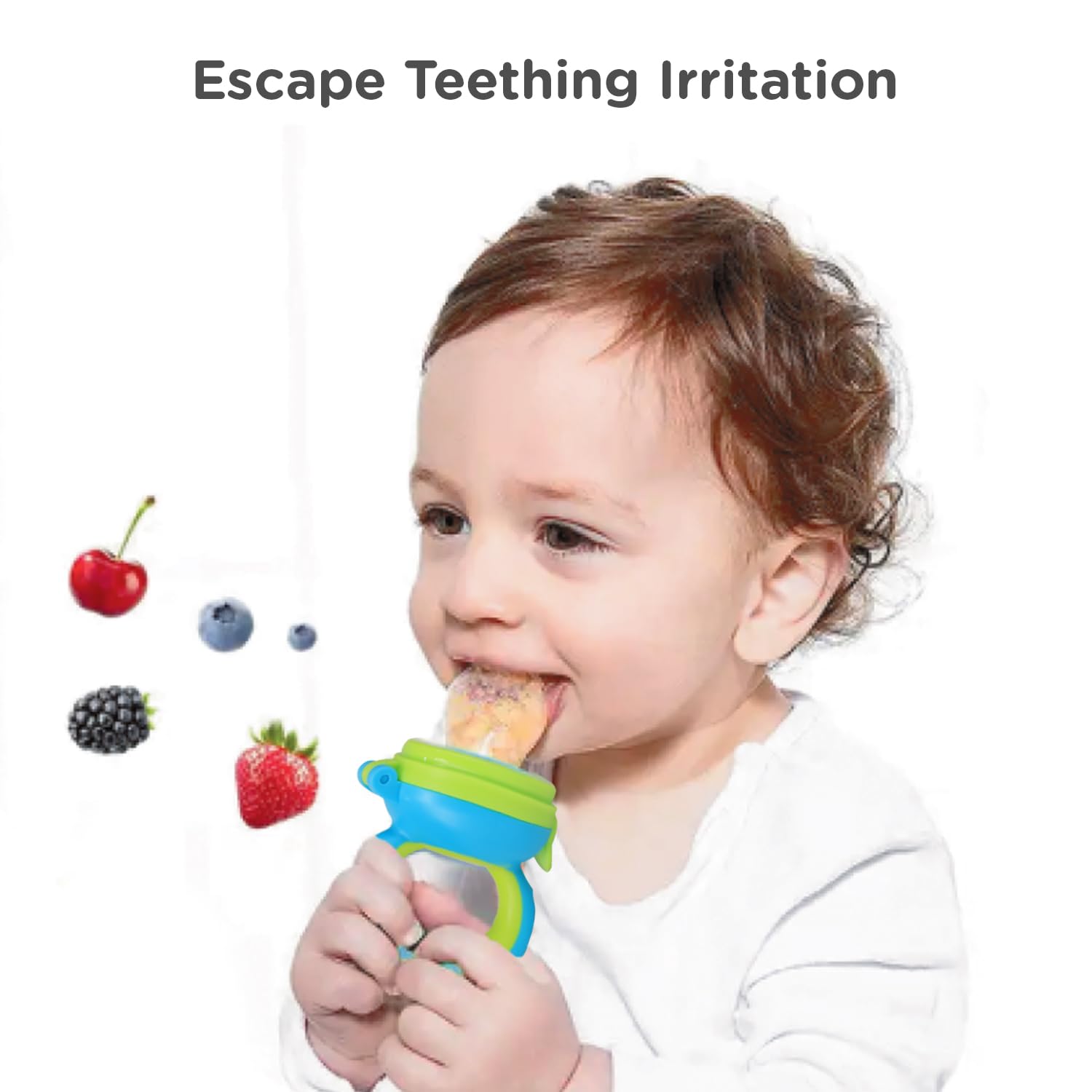 R for Rabbit First Feed Bunny Nibbler - Soft Silicone Baby Fruit Feeder & Veggie Teether for Infants 3+ Months | BPA-Free, Hygienic Pacifier | Perfect for Teething Relief & Introducing Solid Foods (Green-Blue)