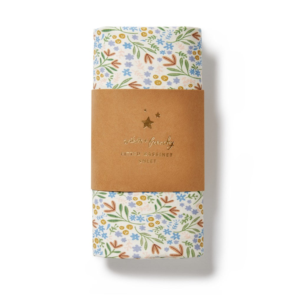 Organic Cotton Bassinet Sheet with Floral Print - Soft, Breathable & Hypoallergenic for Baby Cribs - Perfect for Nursery, Travel & Co-Sleeping