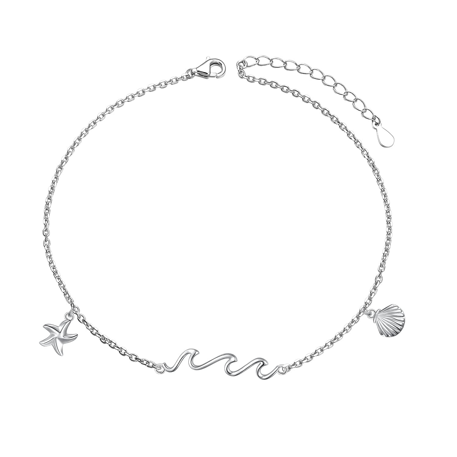 Women's S925 Sterling Silver Adjustable Anklet Bracelet - Elegant Beach Jewelry Gift for Her | Perfect for Summer Vacations, Weddings & Boho Fashion
