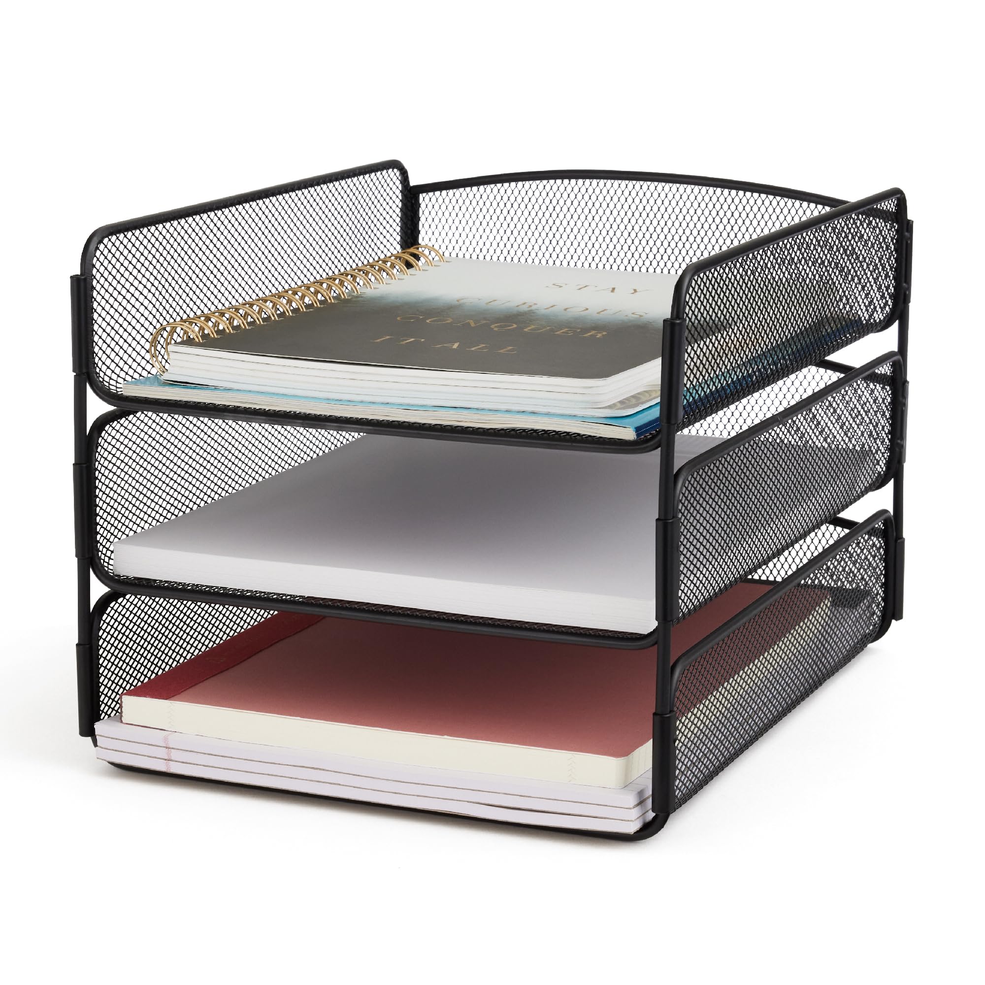 Safco Onyx 3-Tier Steel Mesh Desk Organizer - Black Office & Classroom Mail Sorter for Paper, Mail & Documents - Perfect for Home Office, School & Workspace Organization