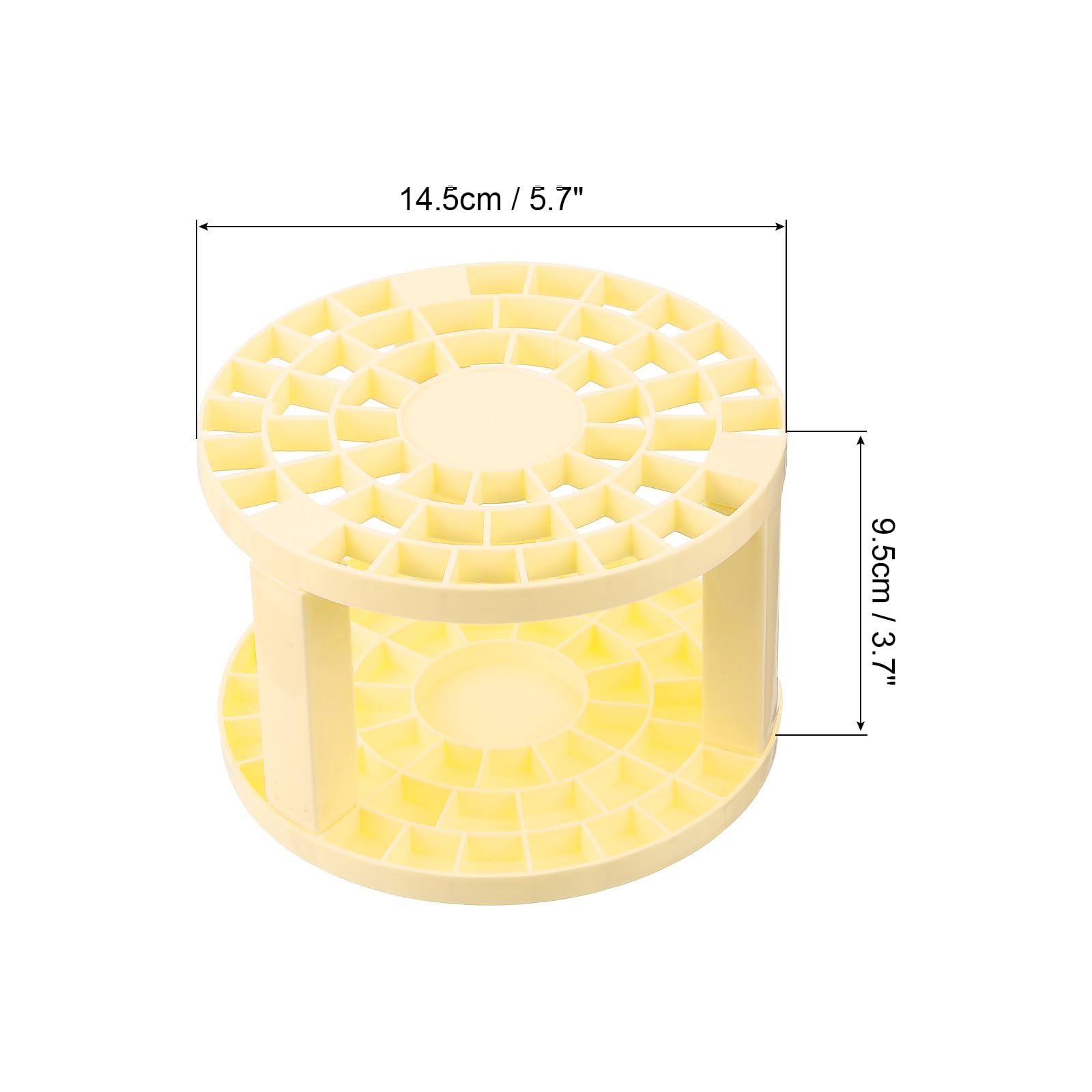 PATIKIL 49-Hole Paint Brush Holder - Plastic Round Organizer Stand for Artists, Makeup Brushes & Pencils - Yellow Desk Storage Solution for Art Studios & Makeup Vanities