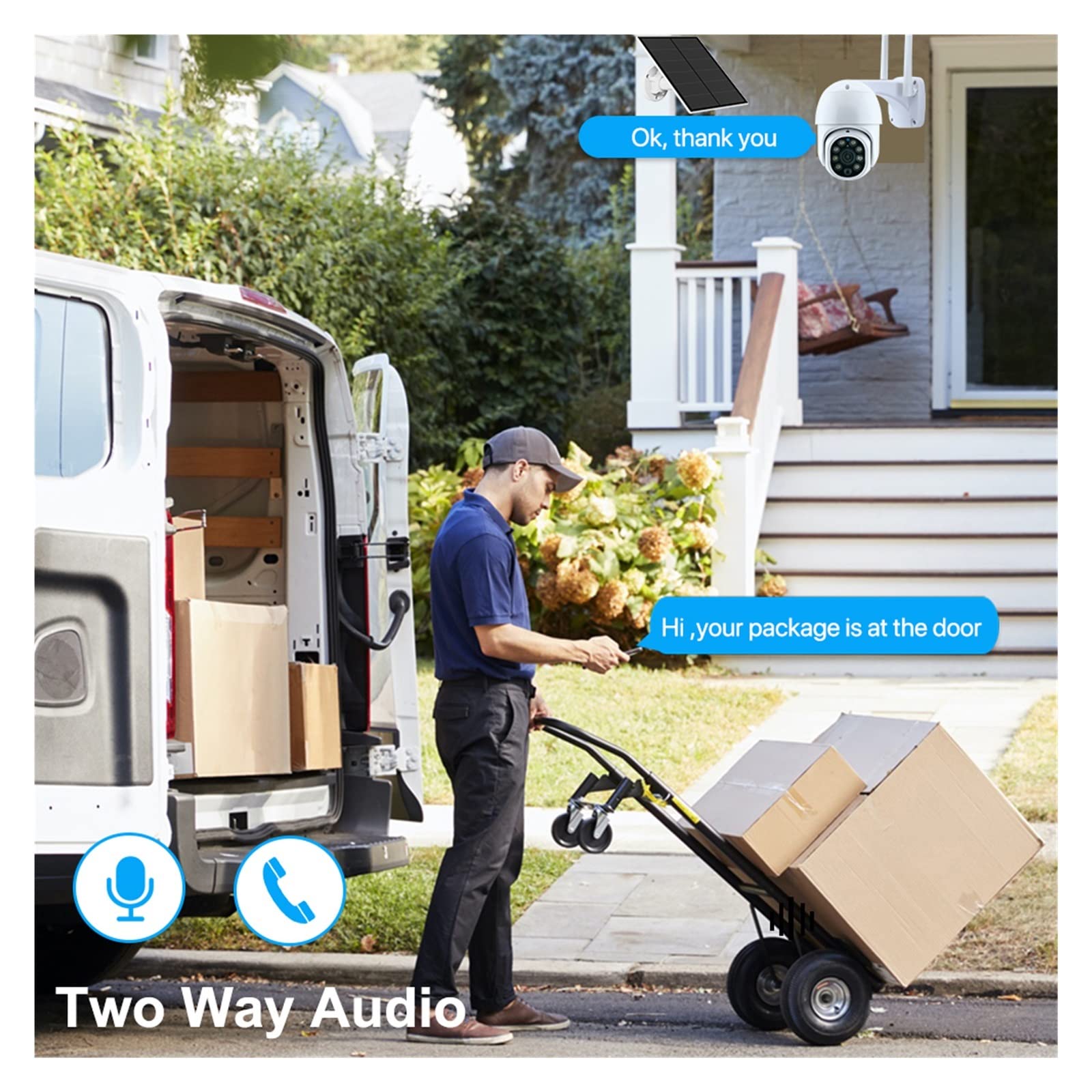 MZZYG 3MP Solar Security Camera Outdoor Wireless, 10400mAh Battery WiFi IP Camera with Auto Tracking & Alarm, 5W Solar Powered Surveillance System (Includes 64GB SD Card) - Perfect for Home Security, Yard Monitoring, and Business Property Protection