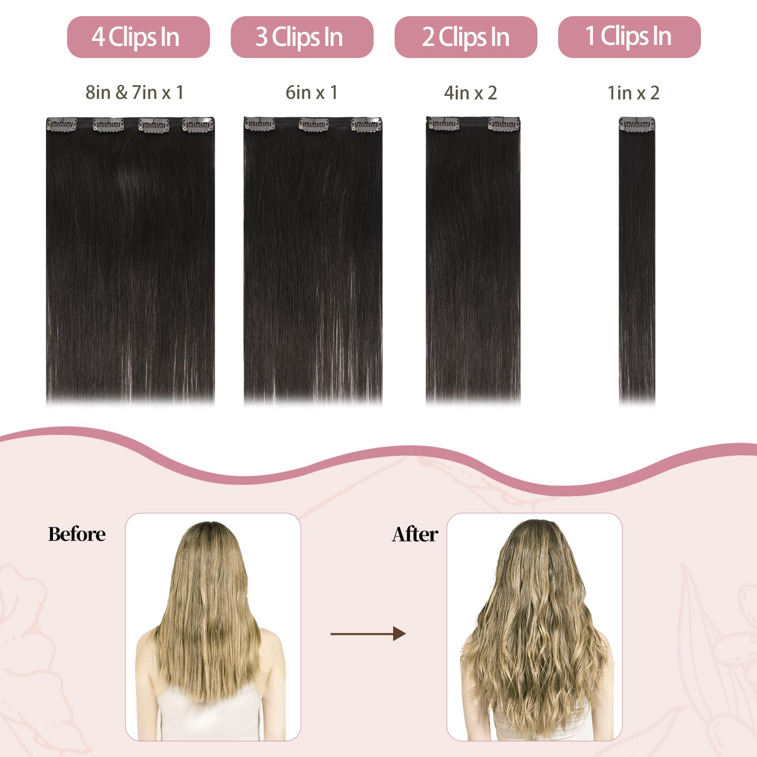 HUAYI 12 Inch Dark Brown Clip in Hair Extensions for Women - 7pcs Set 70g Real Human Hair | Seamless, Natural Look & Easy to Style | Perfect for Daily Wear, Parties & Special Occasions