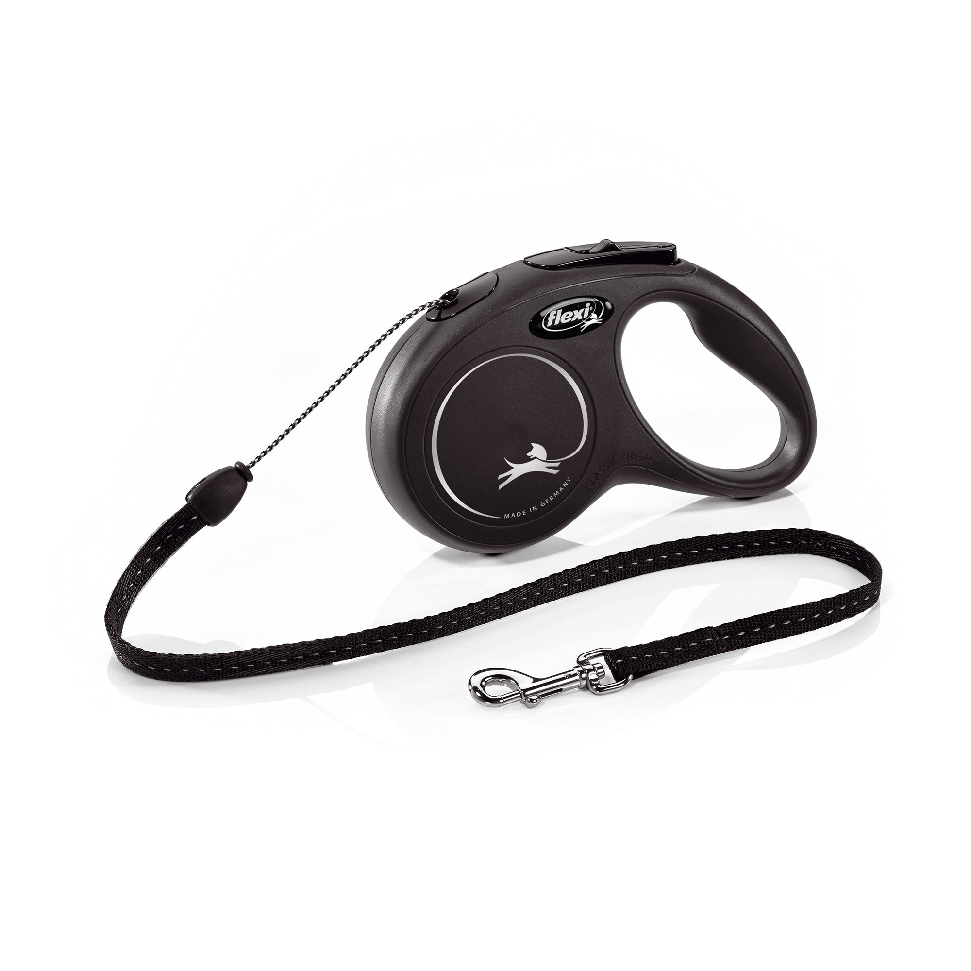 Flexi Classic Cord Retractable Dog Leash - Medium (26ft/8m) Black | Hands-Free Walking, Training & Outdoor Adventures for Medium Dogs
