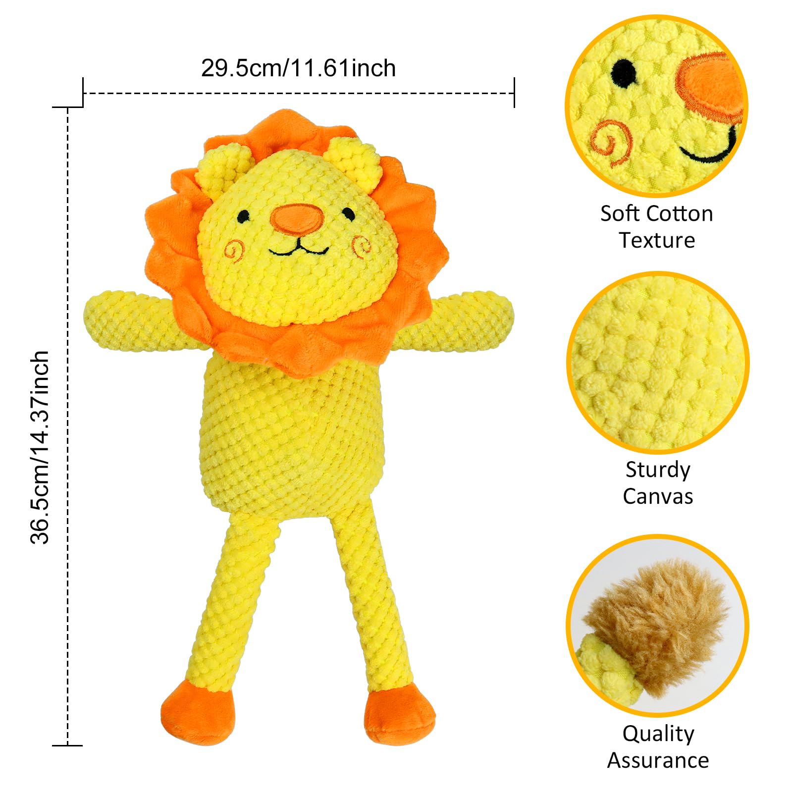 Durable Squeaky Plush Lion Dog Toy with Crinkle Paper - Interactive Chew Toy for Puppies & Small to Large Dogs - Perfect for Playtime, Training & Bonding