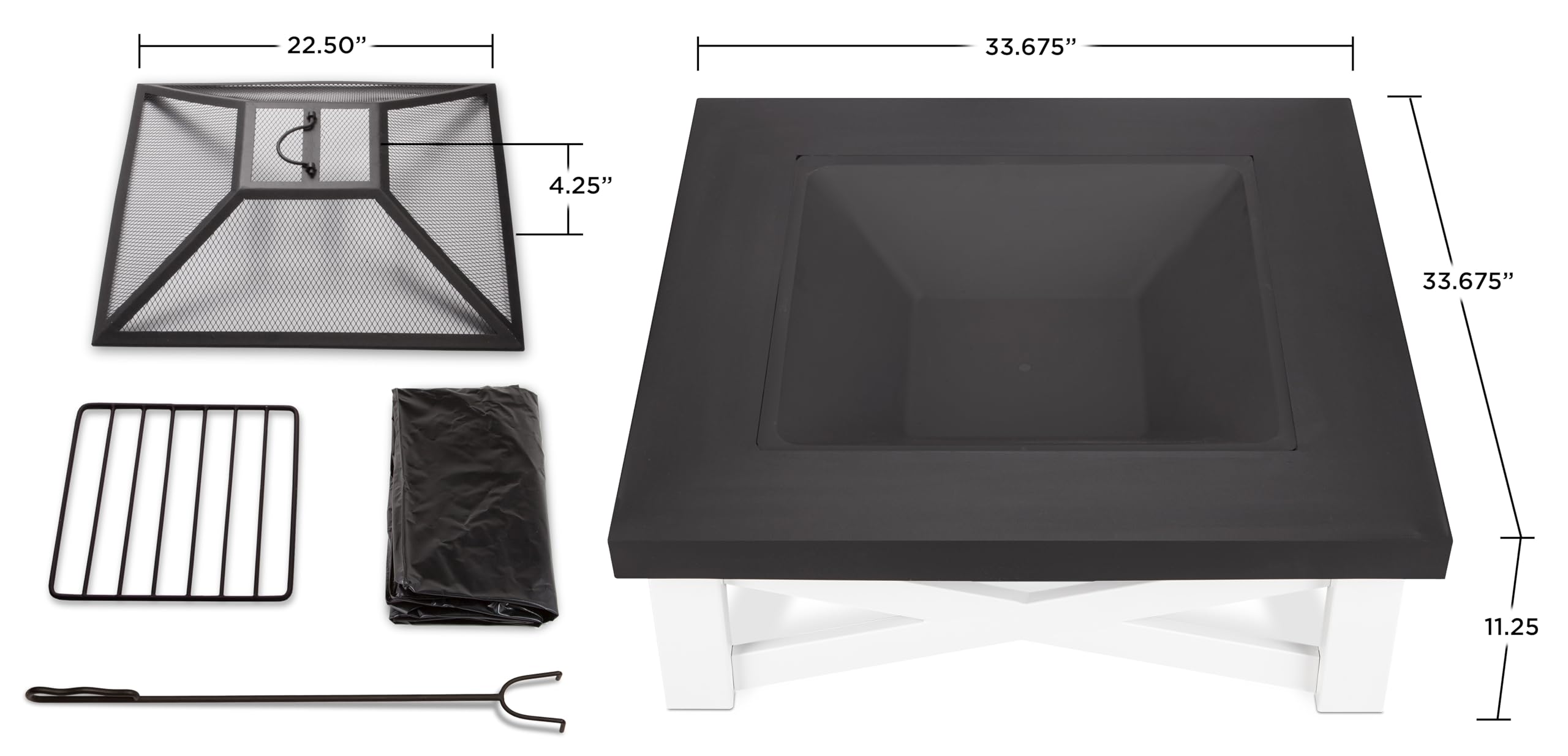 Real Flame Austin Fire Pit - Wood Burning & Freestanding Outdoor Fire Pit with Spark Screen, Log Poker & Storage Cover - Perfect for Backyard, Patio & Camping Gatherings