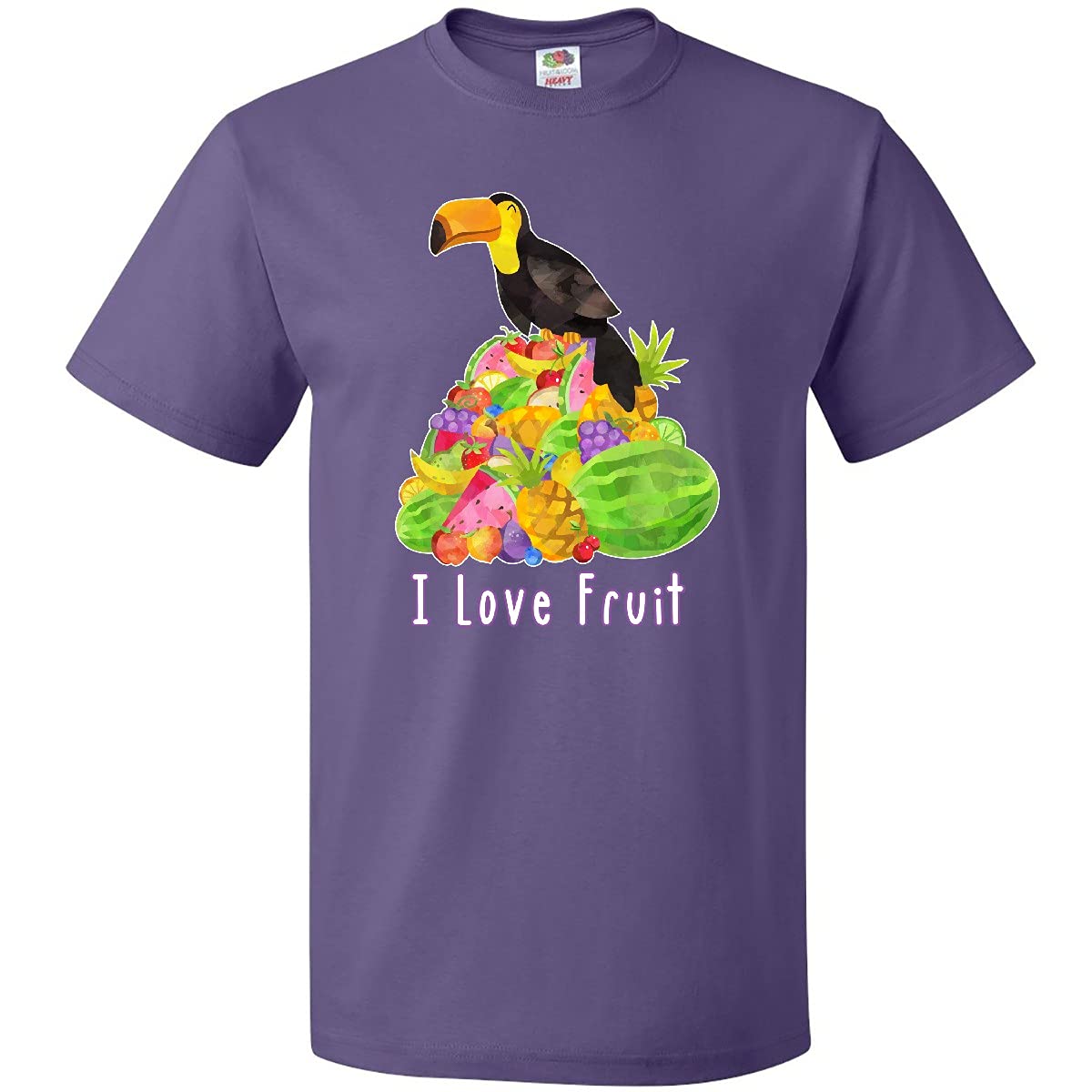 Inktastic I Love Fruit Toucan Graphic T-Shirt - Funny Tropical Bird Tee for Women & Men - Perfect for Summer Vacation, Beach Party & Casual Wear