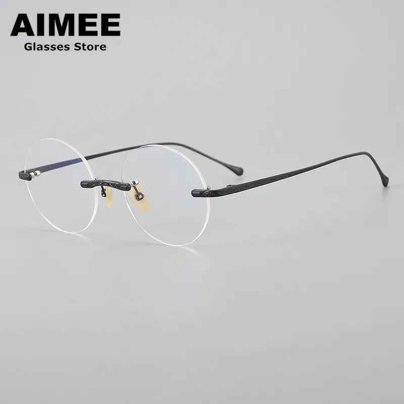 Aimee Women's Rimless Round Titanium Eyeglasses 95933 - Lightweight & Durable Glasses for Work, Reading & Fashion