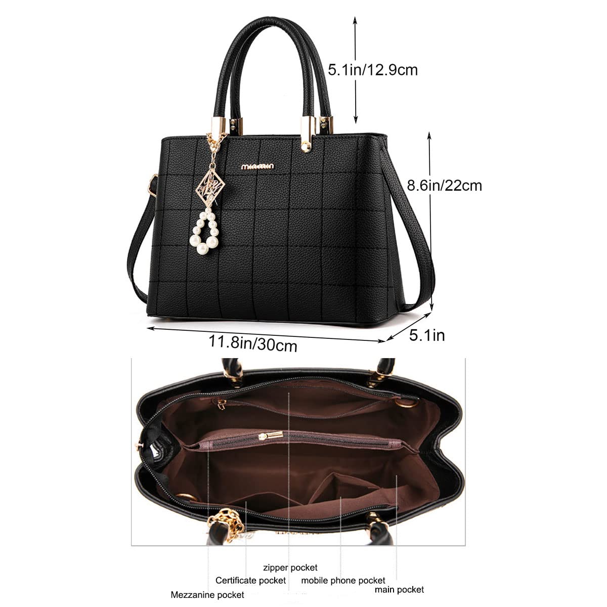 Women's PU Leather Top Handle Satchel - Stylish Shoulder Tote Bag for Work & Travel
