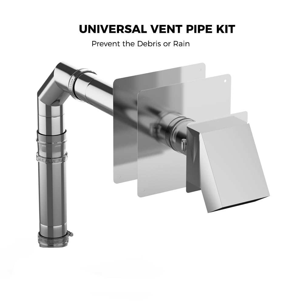CAMPLUX 3 Inch Stainless Steel Vent Pipe Kit - Horizontal Installation for Indoor Gas Tankless Water Heaters | Perfect for Home, RV & Tiny House Use