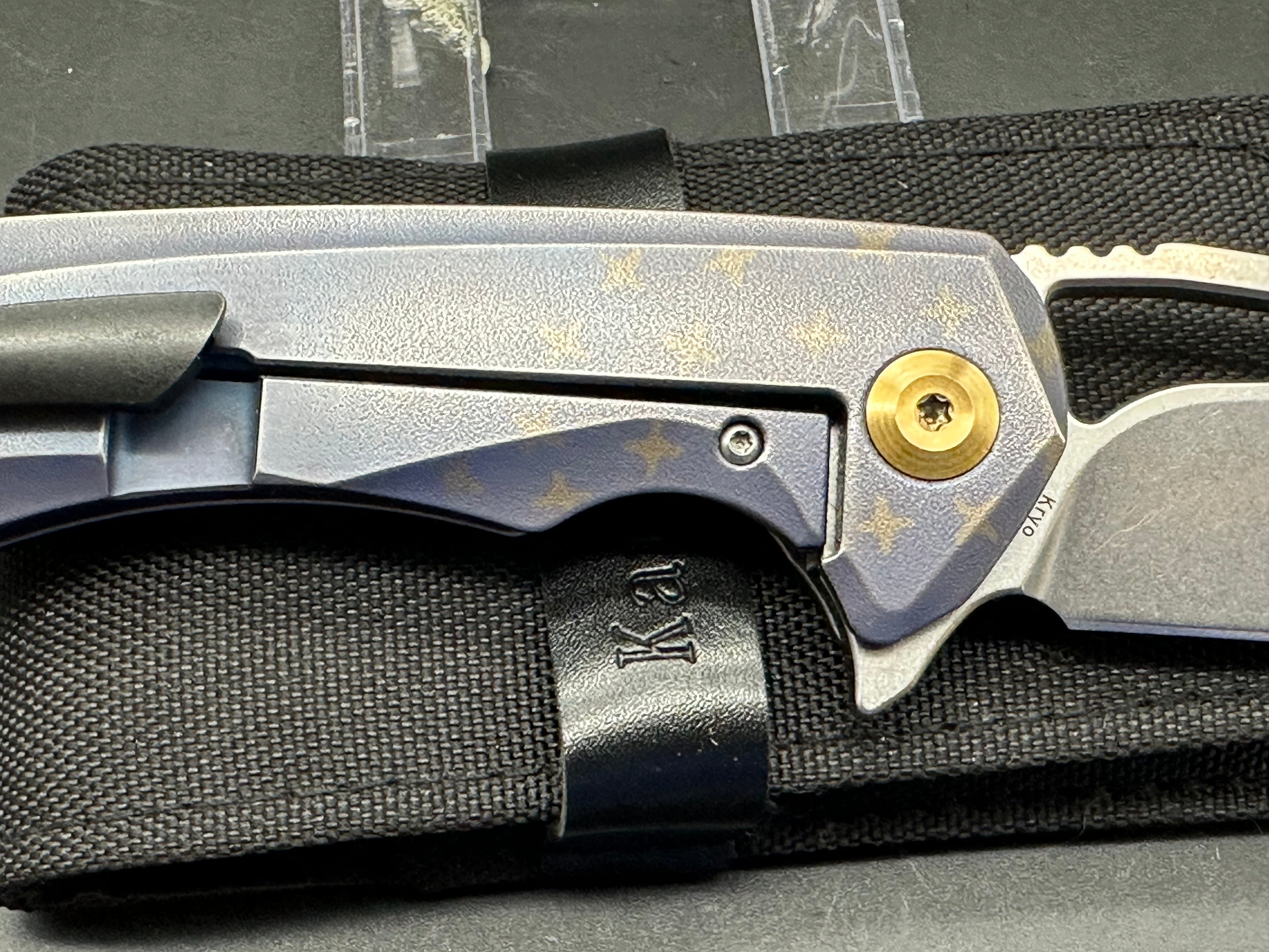 Kansept Kryo Frame Lock Folding Knife - Blue Titanium Handle, EDC Pocket Knife for Outdoor, Camping, Hiking & Everyday Carry