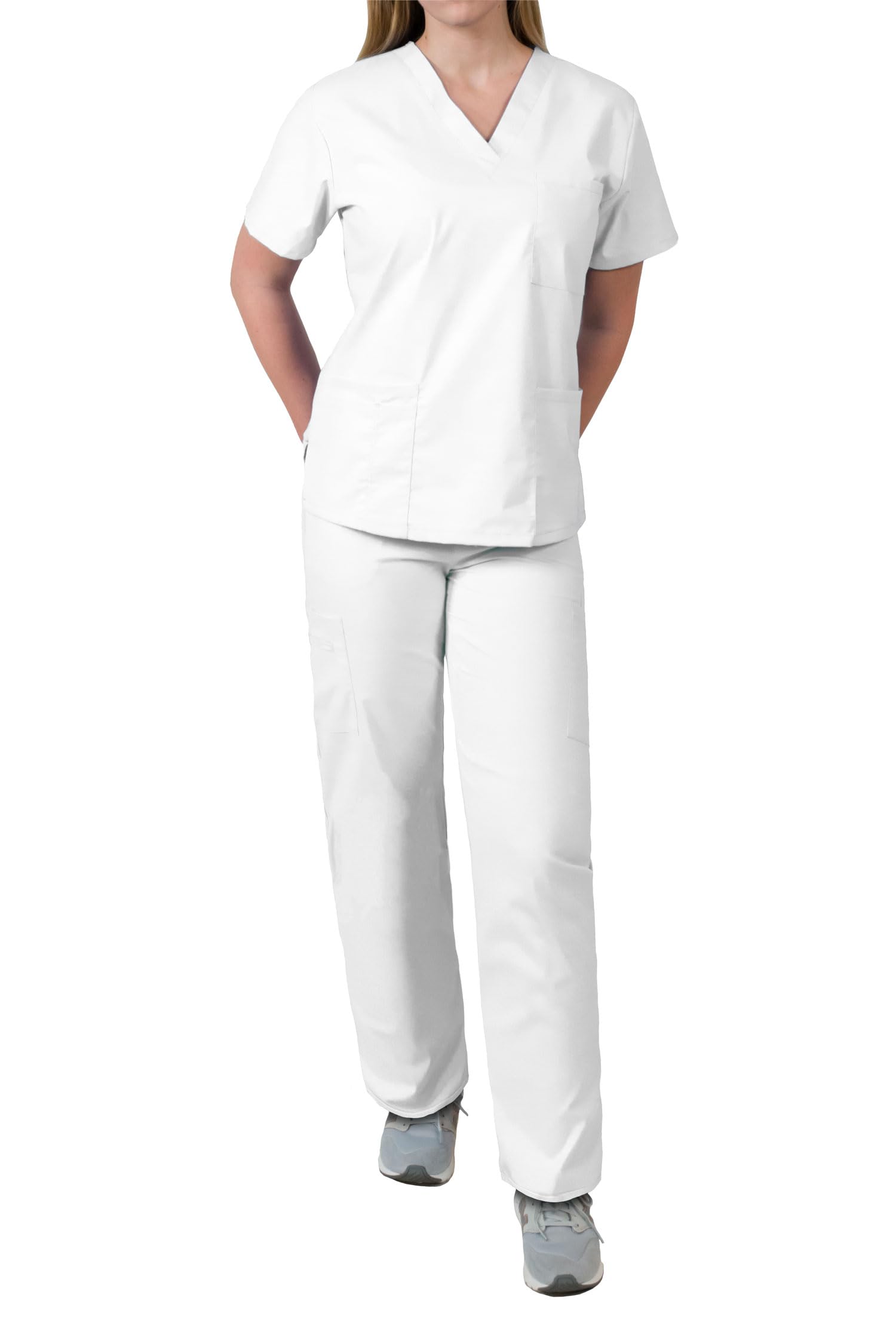 Medgear Women's Scrubs Set - 4 Pocket Medical Uniform Top & Multi-Pocket Pants for Nurses, Doctors & Healthcare Professionals | Comfortable Workwear for Hospitals & Clinics