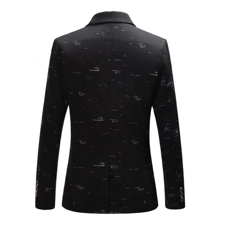 Stylish Men's Casual Blazer with Trendy White Prints - Perfect for Office Wear, Business Meetings & Smart Casual Outfits