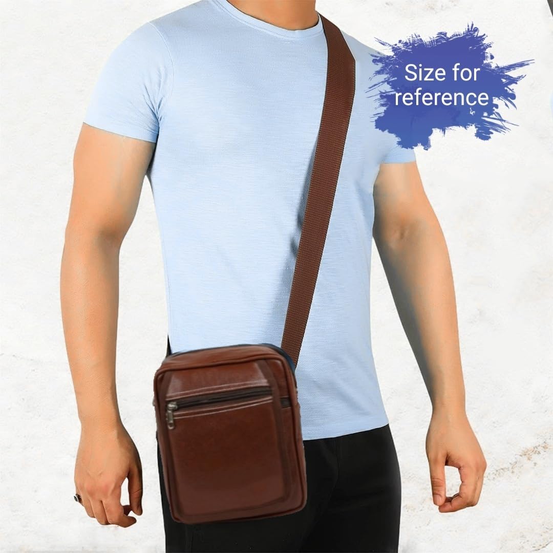 MOUNTER Stylish Leather Crossbody Bag for Men & Women - Durable Messenger Shoulder Bag for Travel, Office & Daily Use - Perfect for Work, Commuting & Casual Outings