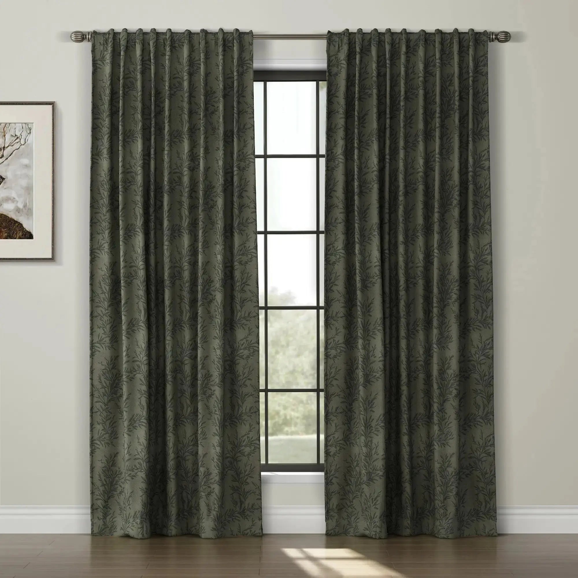 Sara Le Print Linen Drapery Soft Top - Lightweight Linen Curtains for Living Room & Bedroom - Elegant Window Treatment for Home Decor