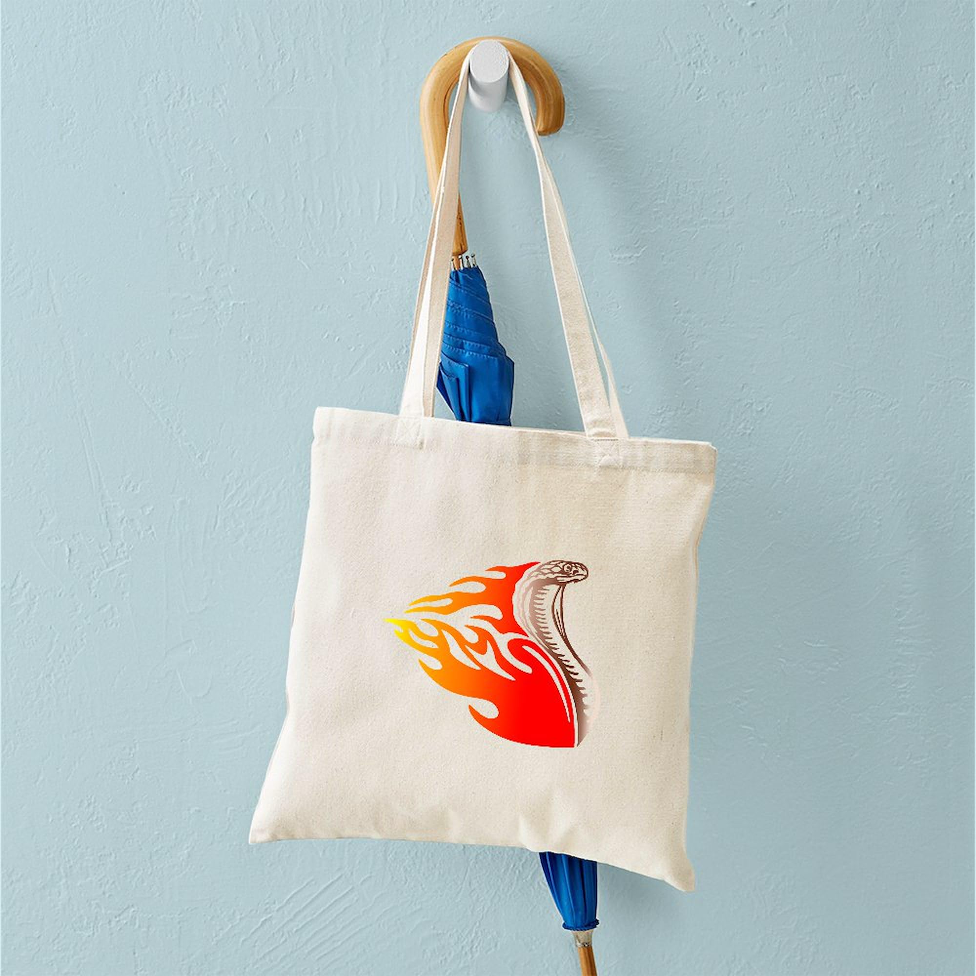 Cobra Flames Tribal Design Tote Bag - Natural Canvas Reusable Shopping Bag for Groceries, Beach, Gym & Daily Use | Eco-Friendly Cotton Tote | CafePress
