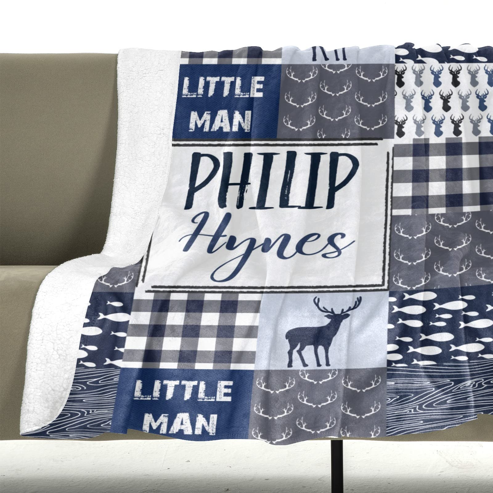 **Personalized Baby Blankets for Girls & Boys - Custom Name Blanket with Cute Shark & Woodland Animals - Soft & Cozy Baby Gift for Birthday, Christmas, New Year - Perfect for Nursery, Stroller & Photo Shoots**