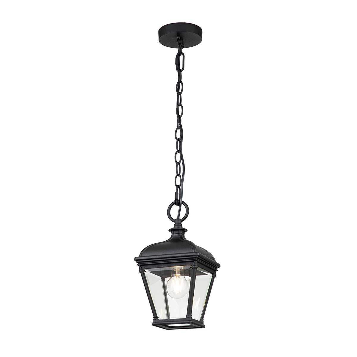 Bayview 1 Light Medium Chain Lantern - Black IP44 E27 Outdoor Wall Light for Porch, Patio & Garden Decor