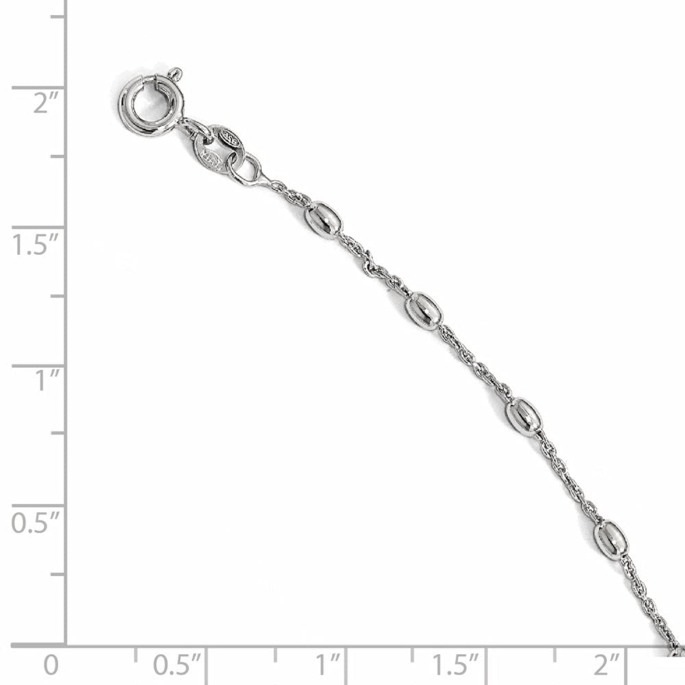 Sterling Silver Beaded Anklet for Women - Elegant Polished Diamond2Deal Ankle Bracelet | Perfect for Beach, Summer & Boho Style Outfits