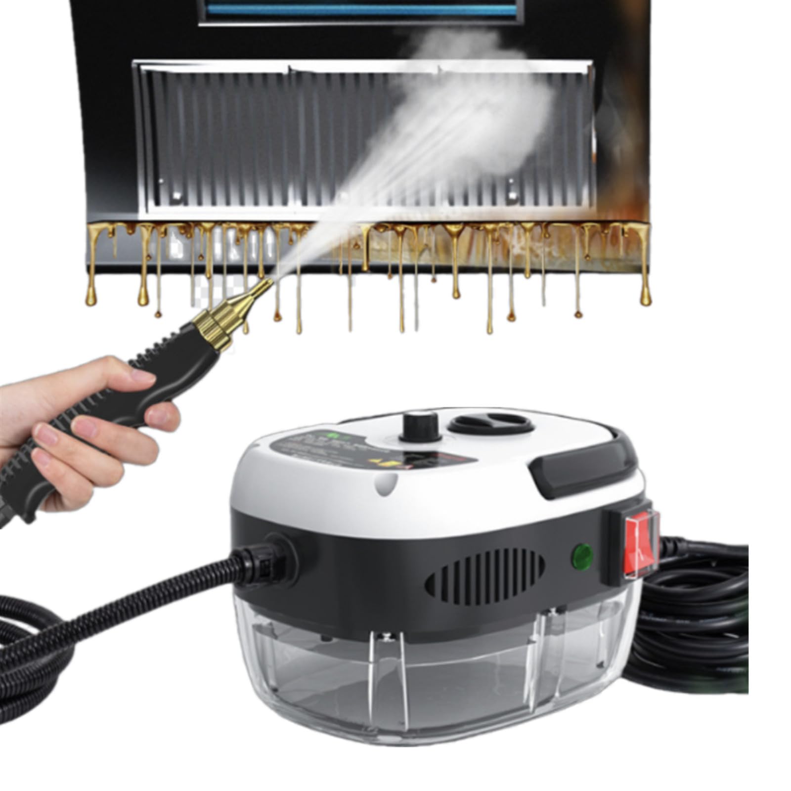 2500W High Pressure Electric Steam Cleaner - Heavy Duty, Acid-Resistant for Deep Cleaning Air Conditioners, Kitchen Hoods & More - Perfect for Home, Commercial & Industrial Use (White)