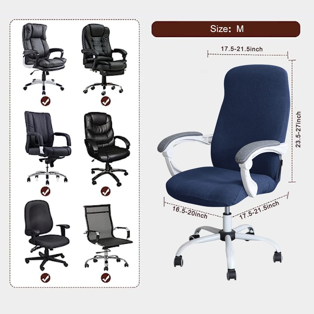 FORCHEER Stretchable XL Office Chair Cover for Big and Tall Computer Chairs - Medium Size Navy Blue - Perfect for Home Office, Gaming, and Workspace Protection