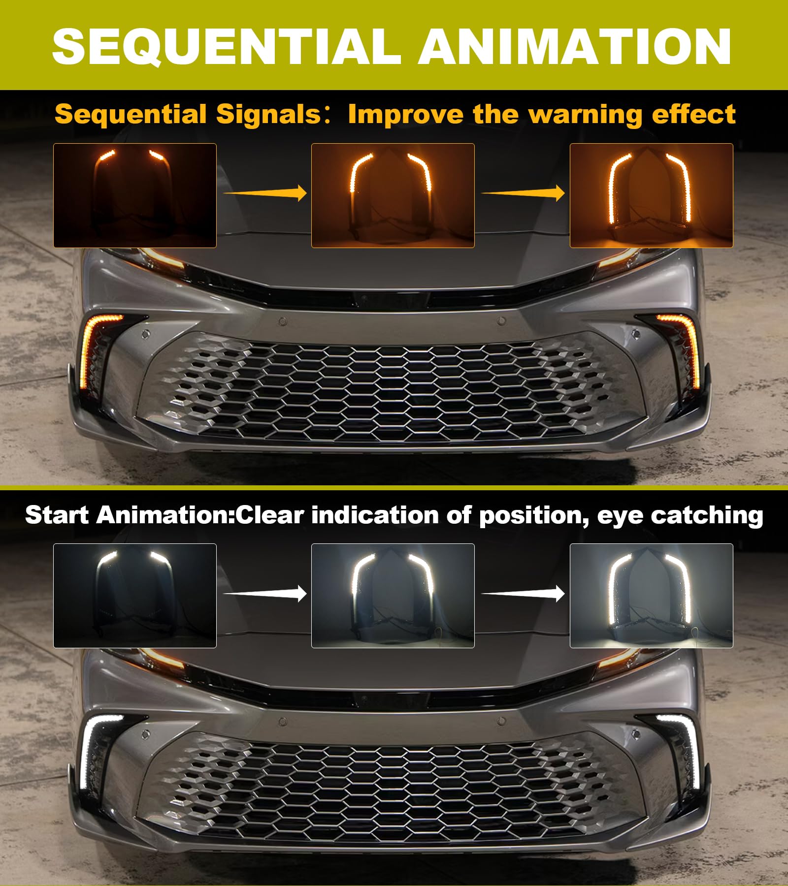 2025 Toyota Camry SE XSE DRL Fog Lights with Turn Signals - 9th Generation Camry Accessories | Daytime Running Lights & Front Bumper Accent Lights (Not Fit LE XLE) | Perfect for Night Driving & Custom Car Styling