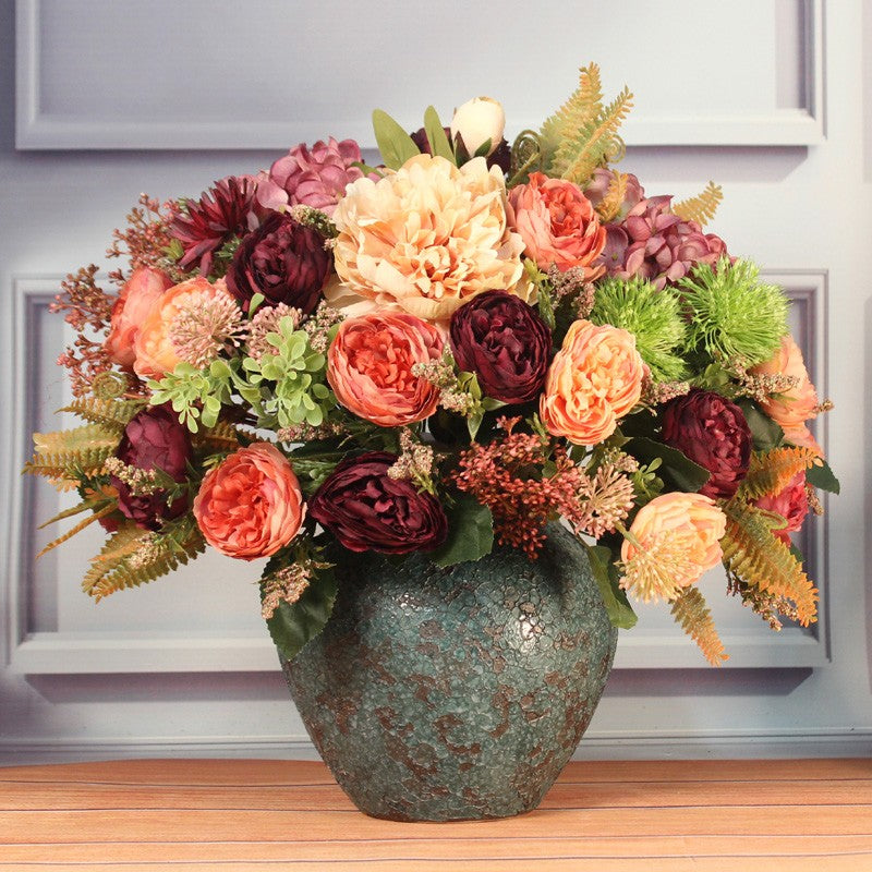Stunning Artificial Floral Arrangement for Dining Room - Large Autumn Flower Bouquet with Peony Faux Silk Flowers | Elegant Table Centerpiece for Thanksgiving, Fall Weddings & Home Decor