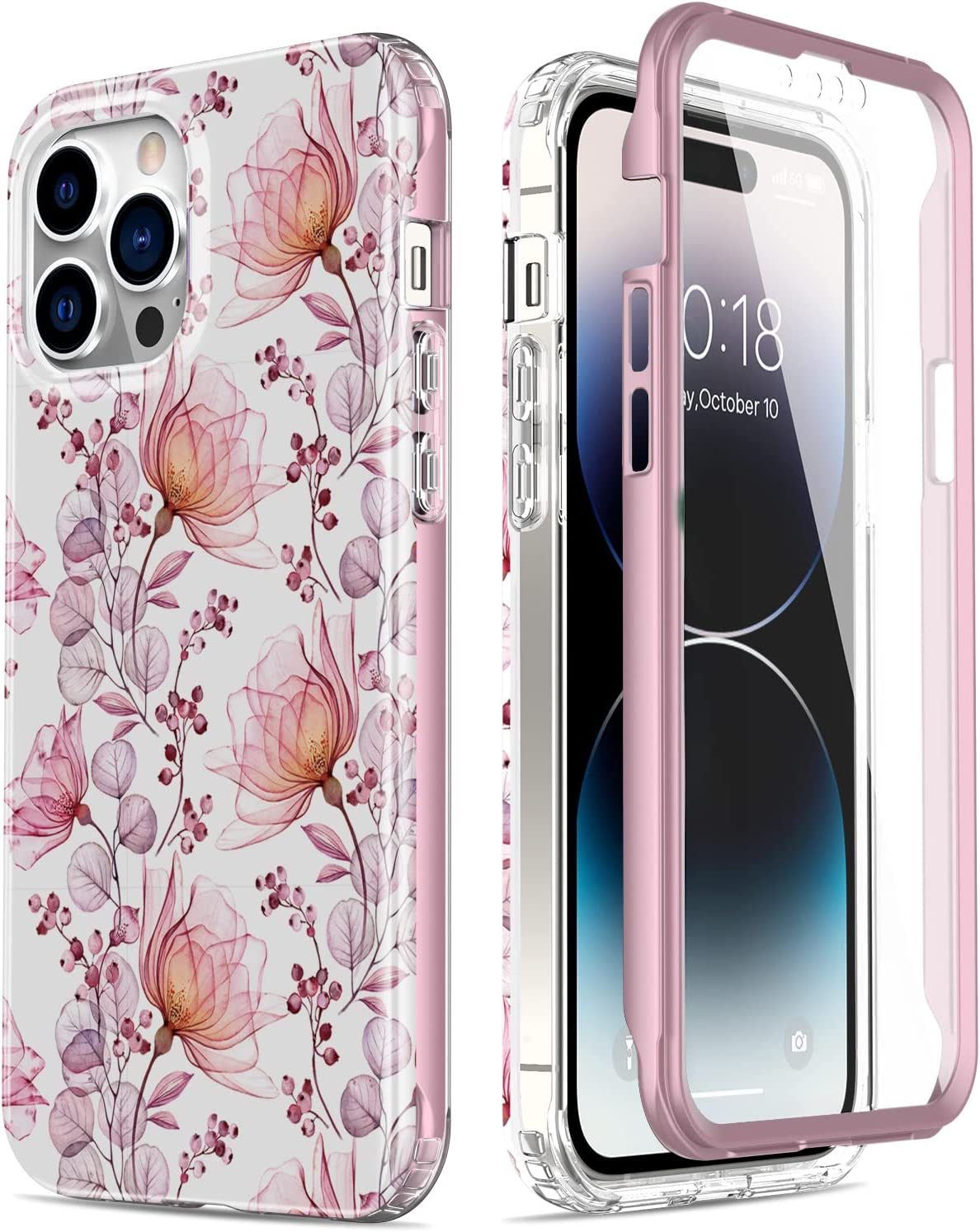 iPhone 14 Pro Case with Built-in Screen Protector - Military Grade Shockproof Cover, Purple Marble Design | Perfect for Outdoor Adventures & Daily Protection
