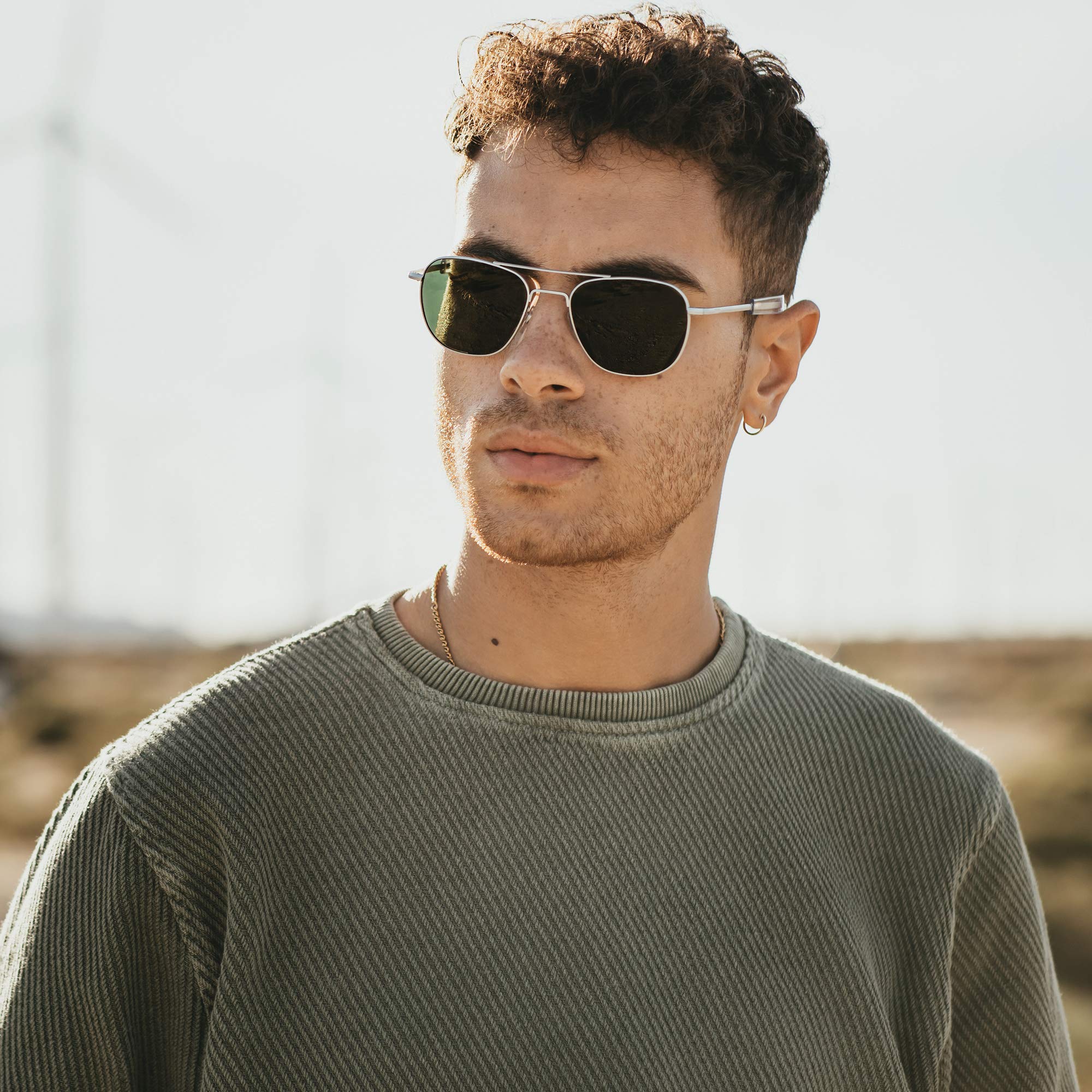 AO Original Pilot Sunglasses - SkyMaster Polarized Glass Lenses for Men & Women - Classic Aviator Style for Driving, Flying & Outdoor Activities